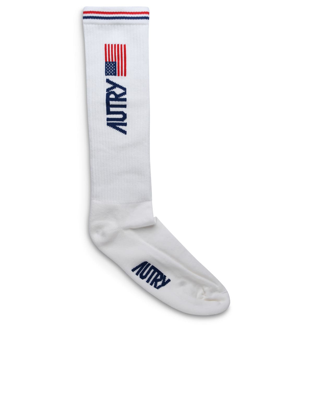 Shop Autry White Cotton Blend Socks In Bianco