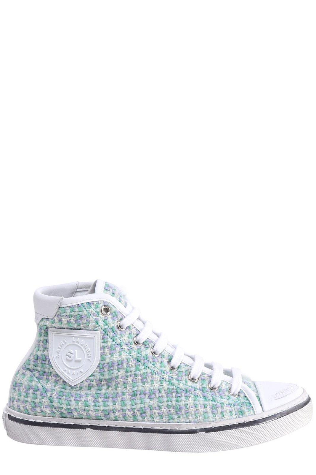 Shop Saint Laurent Bedford Lace-up Sneakers In Green