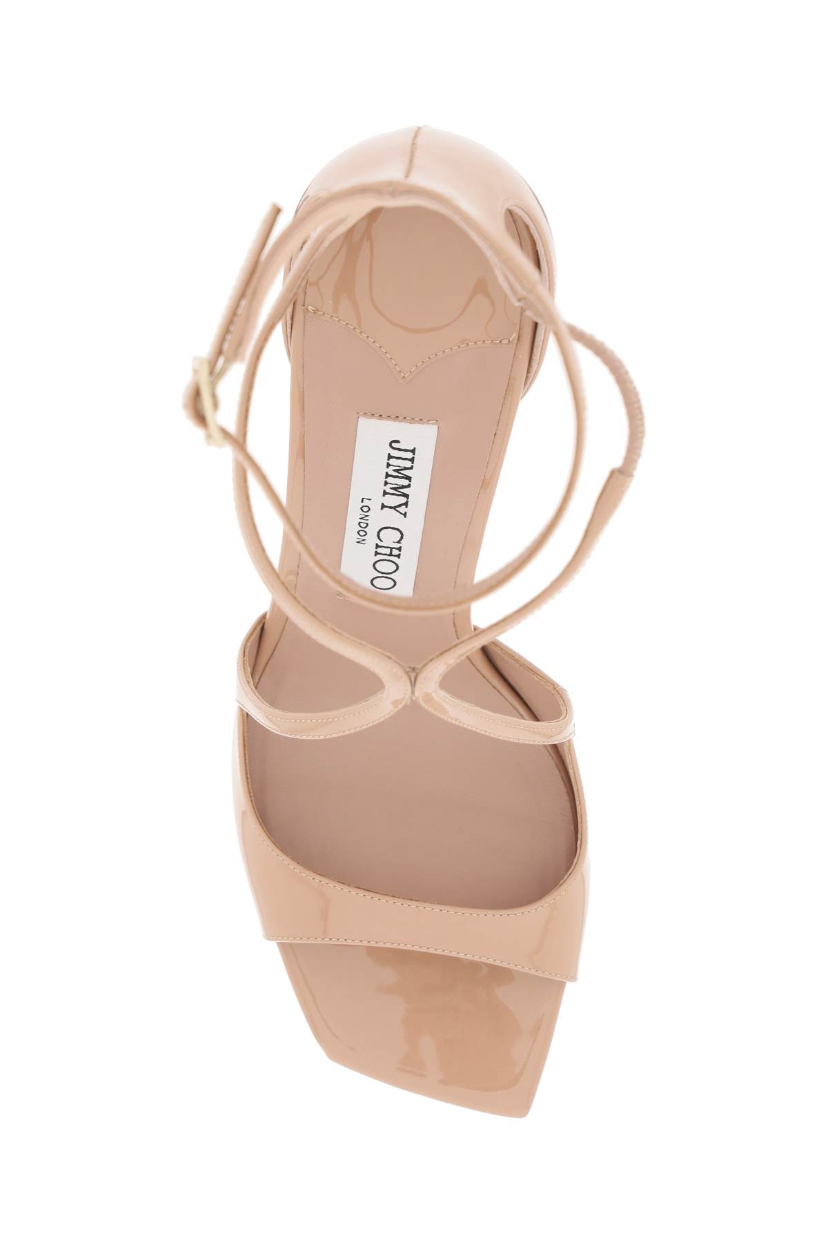 Shop Jimmy Choo Patent Leather Azia 95 Sandals In Ballet Pink (pink)