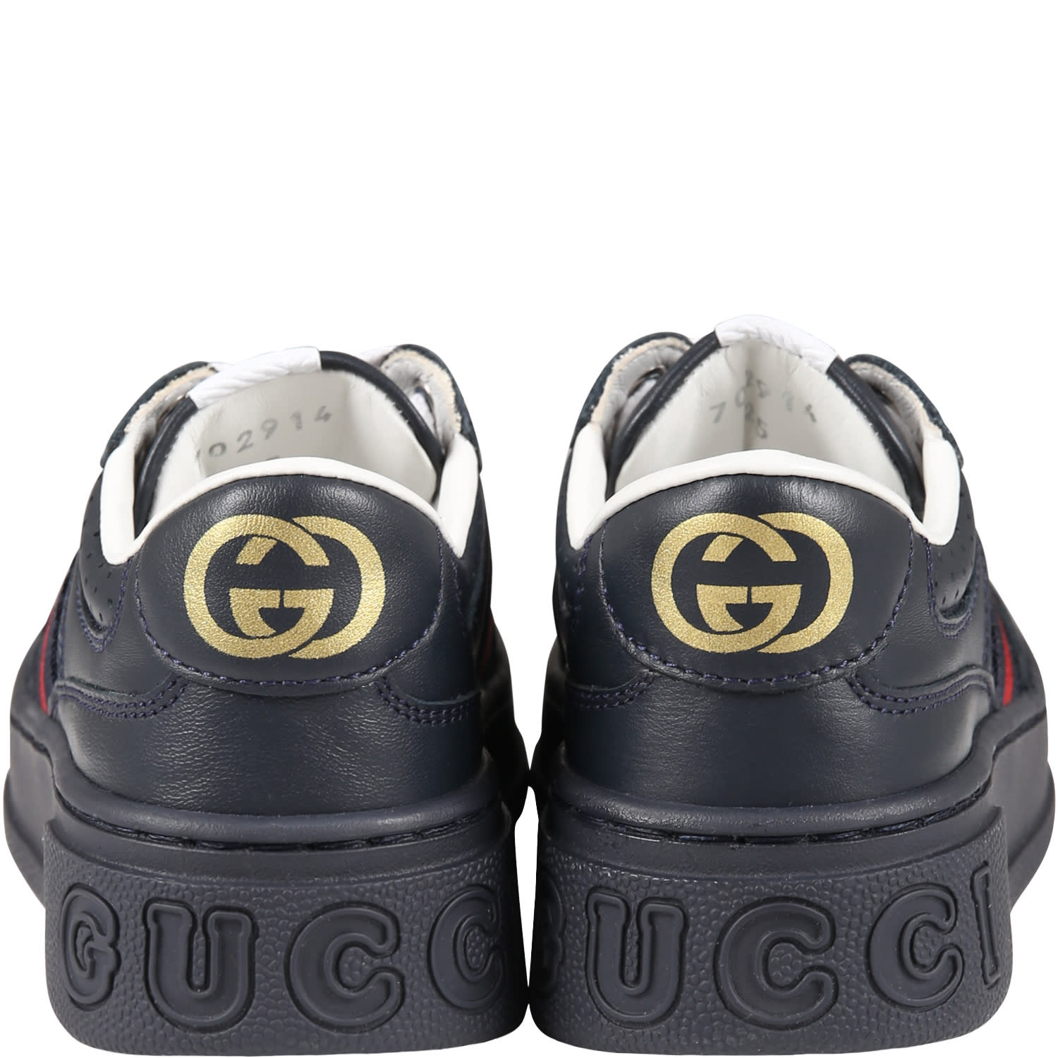 Shop Gucci Blue Sneakers For Boy With Web