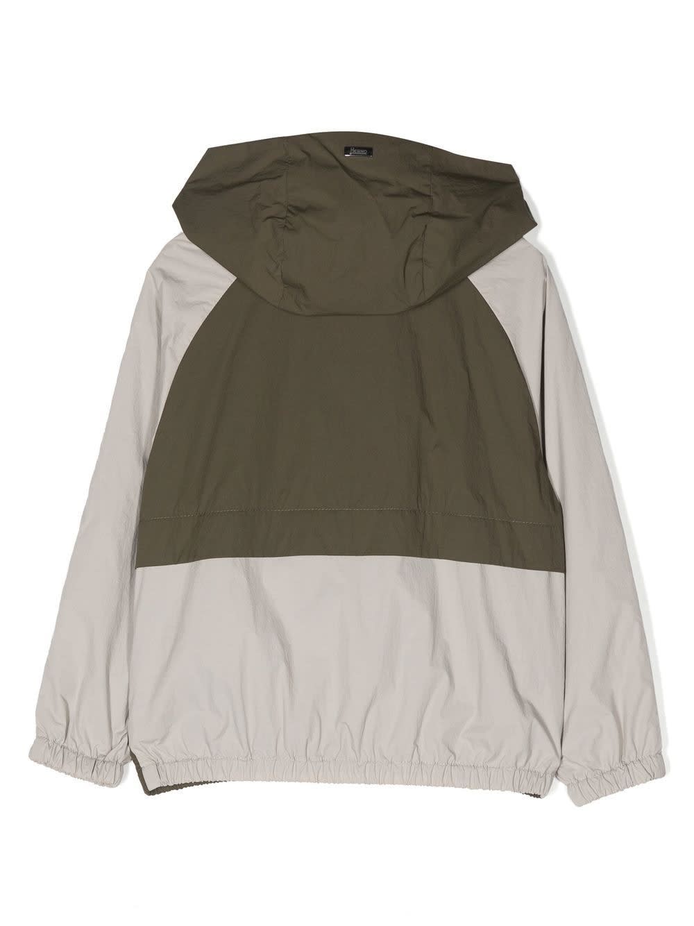 Shop Herno Colour-block Hooded Jacket In Gray