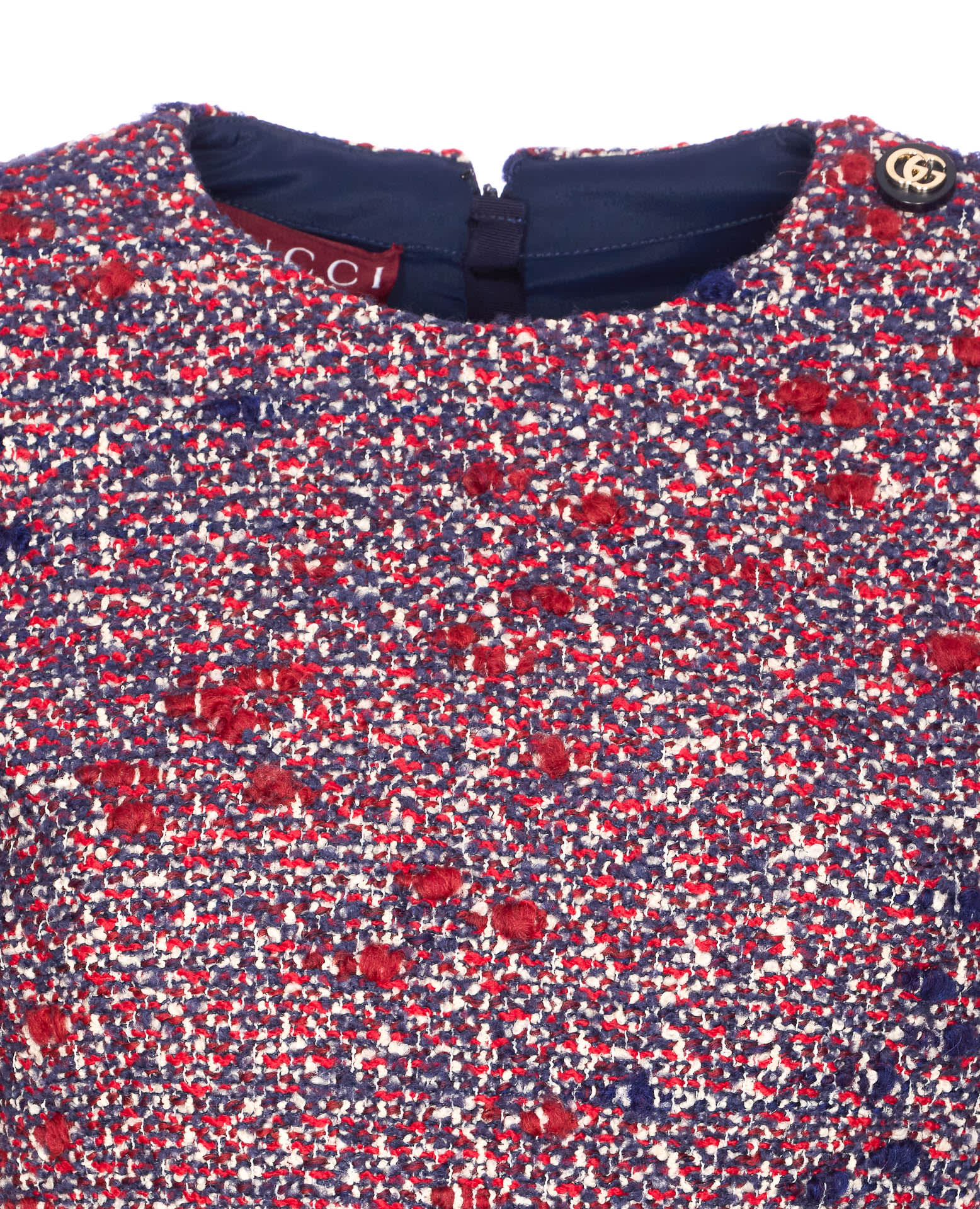 Gucci Textured Wool Dress Featuring Signature Buttons In Purple