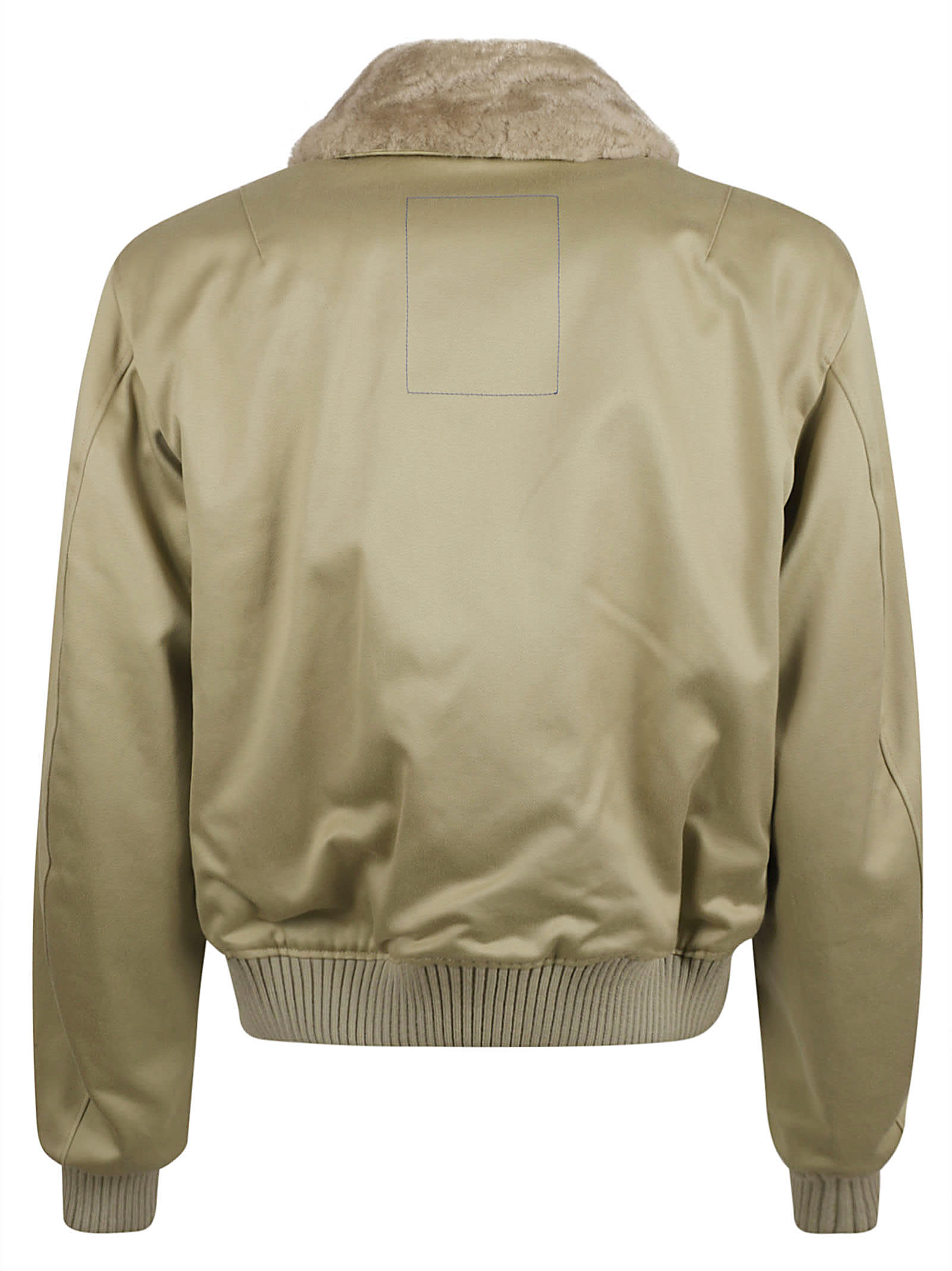 Burberry Shearling Trimmed Cotton Jacket In Green