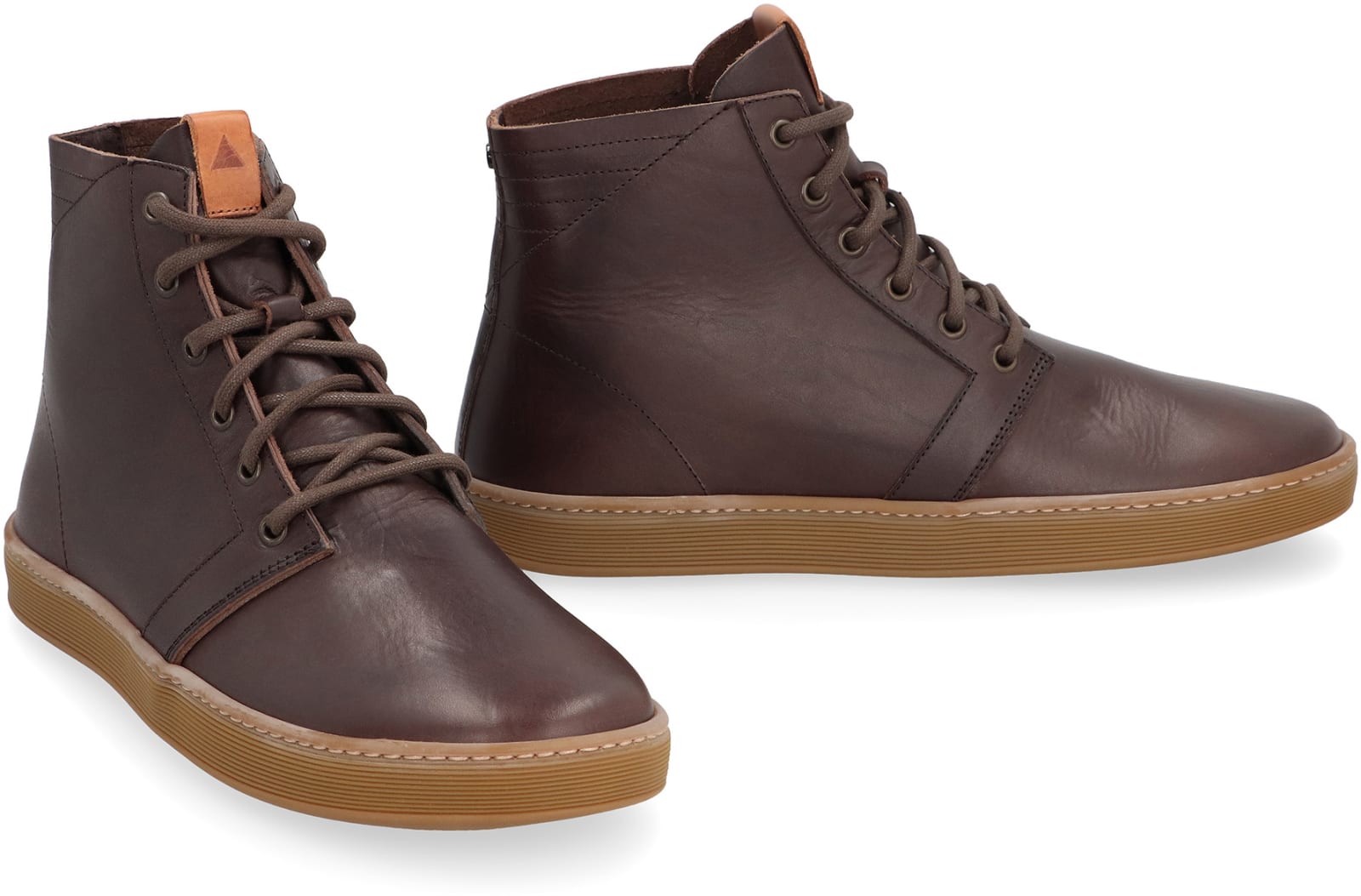 Shop Volta Leather High-top Sneakers In Brown