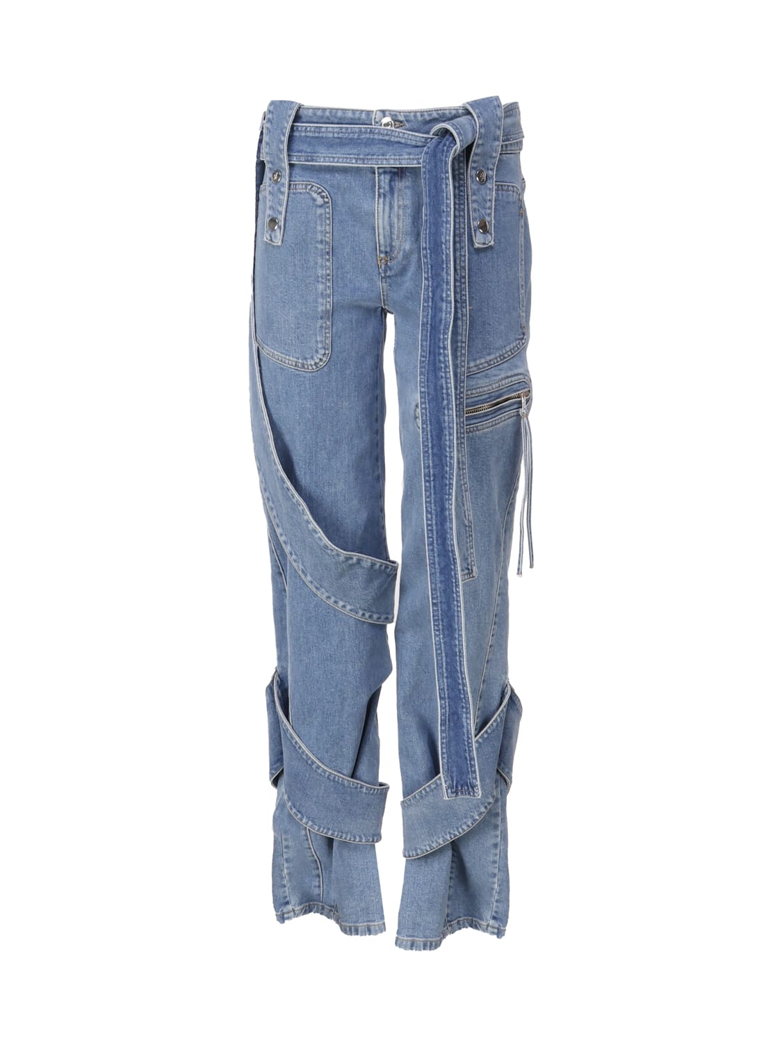 Blumarine Cargo Jeasn With Belt In Medium Wash Jeans