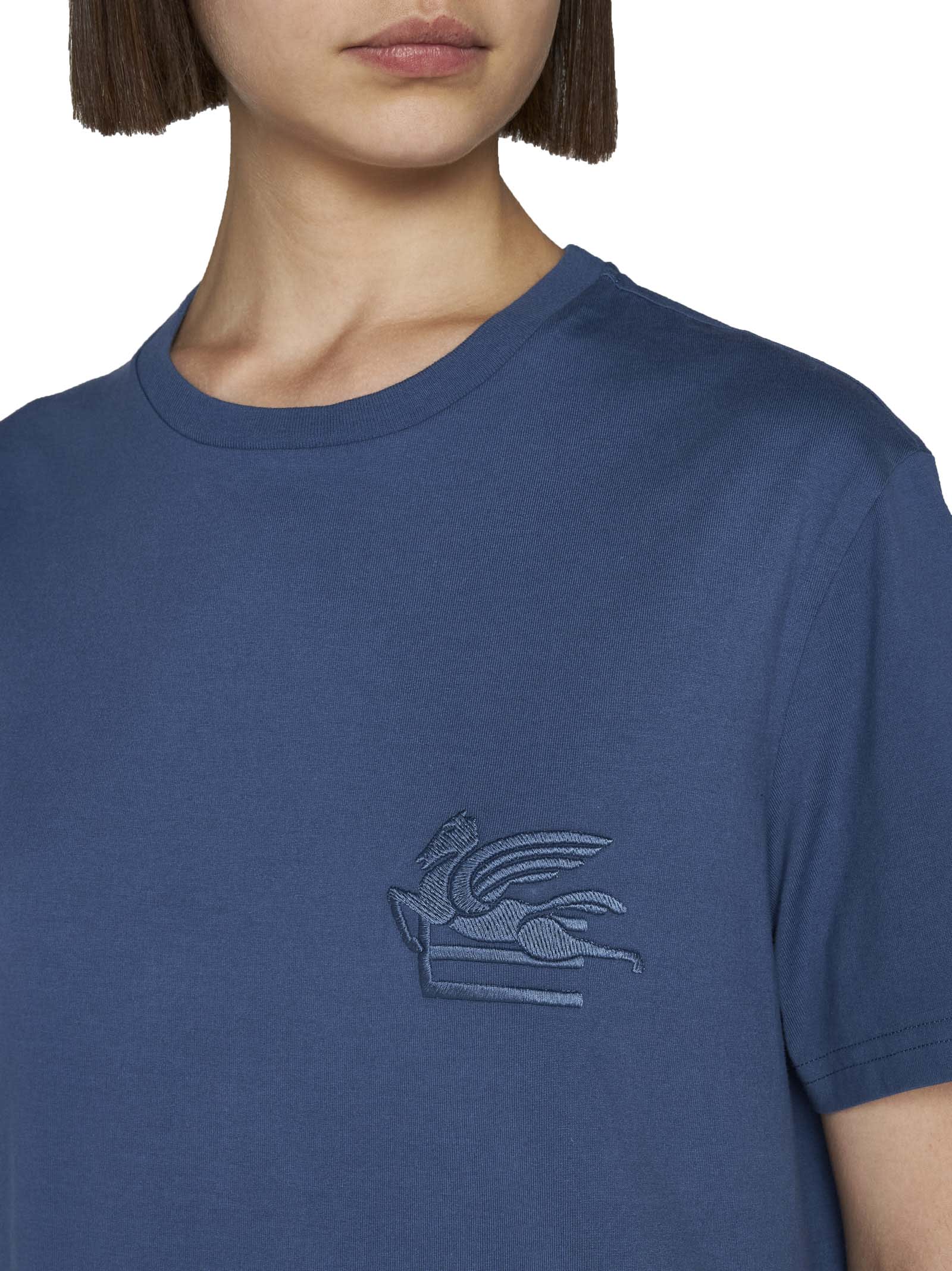 Shop Etro T-shirt In Clear Blue