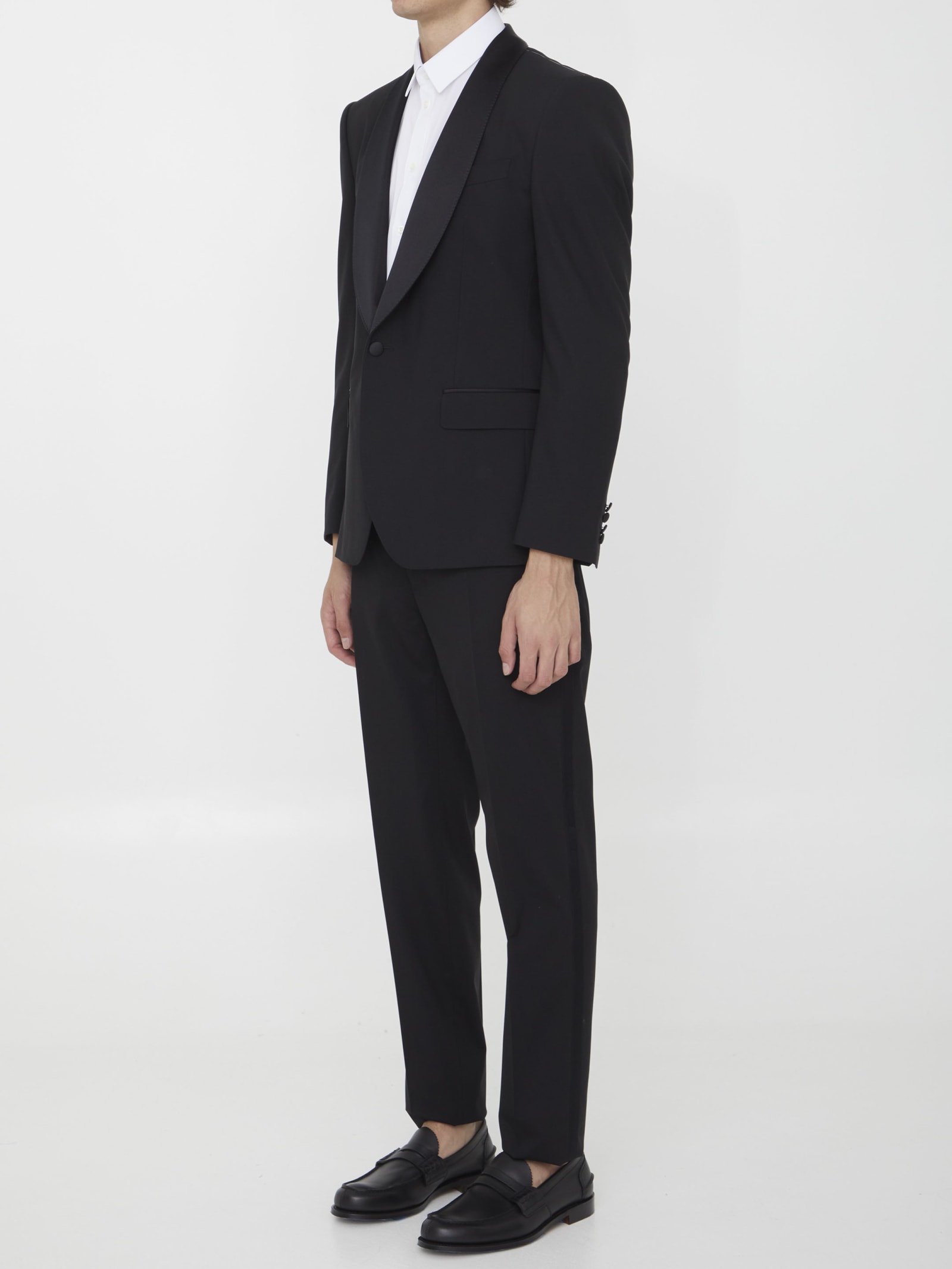 Shop Dolce & Gabbana Wool And Silk Tuxedo In Black