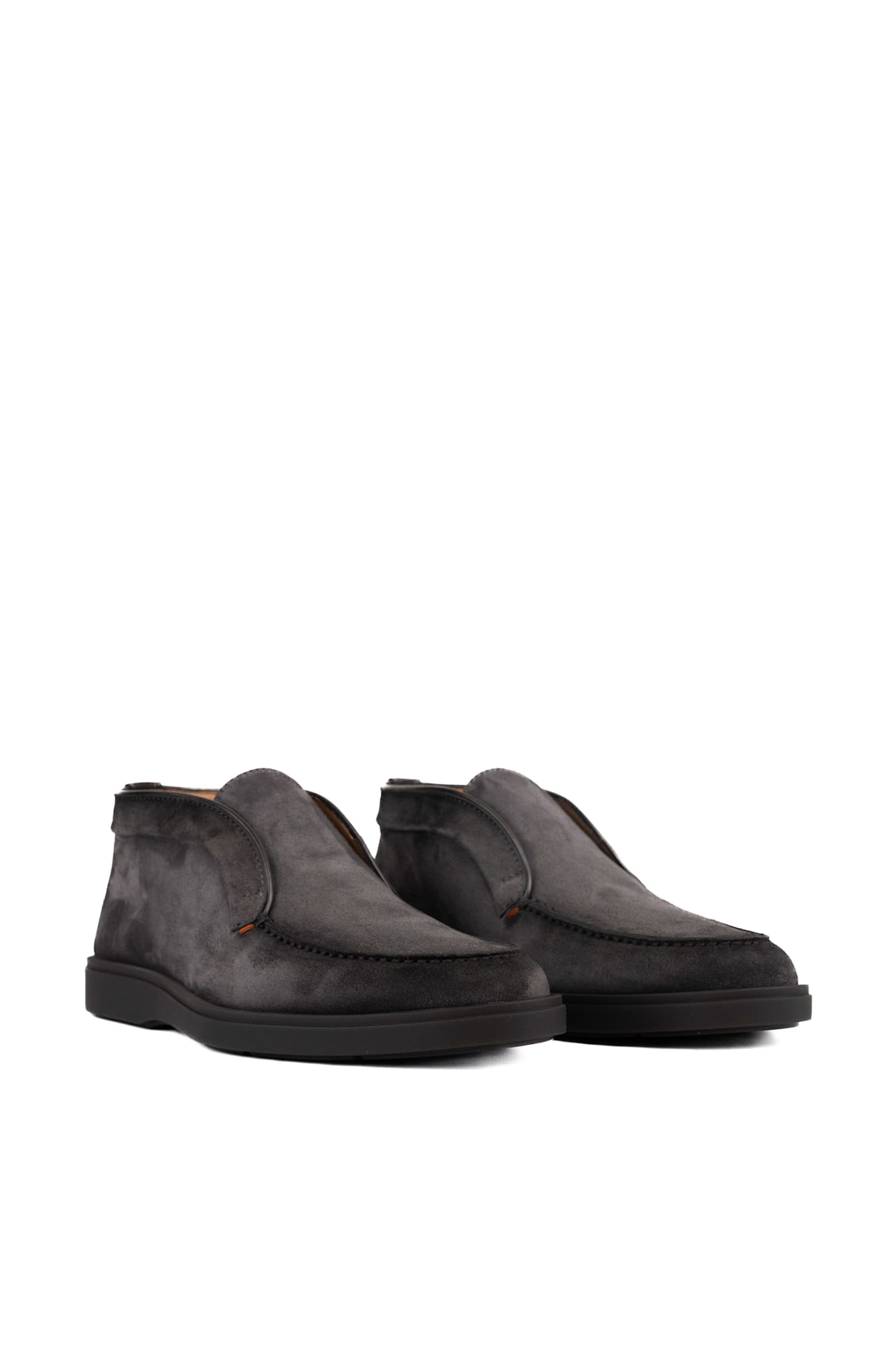 Shop Santoni Suede Ankle Boots In New Smoke