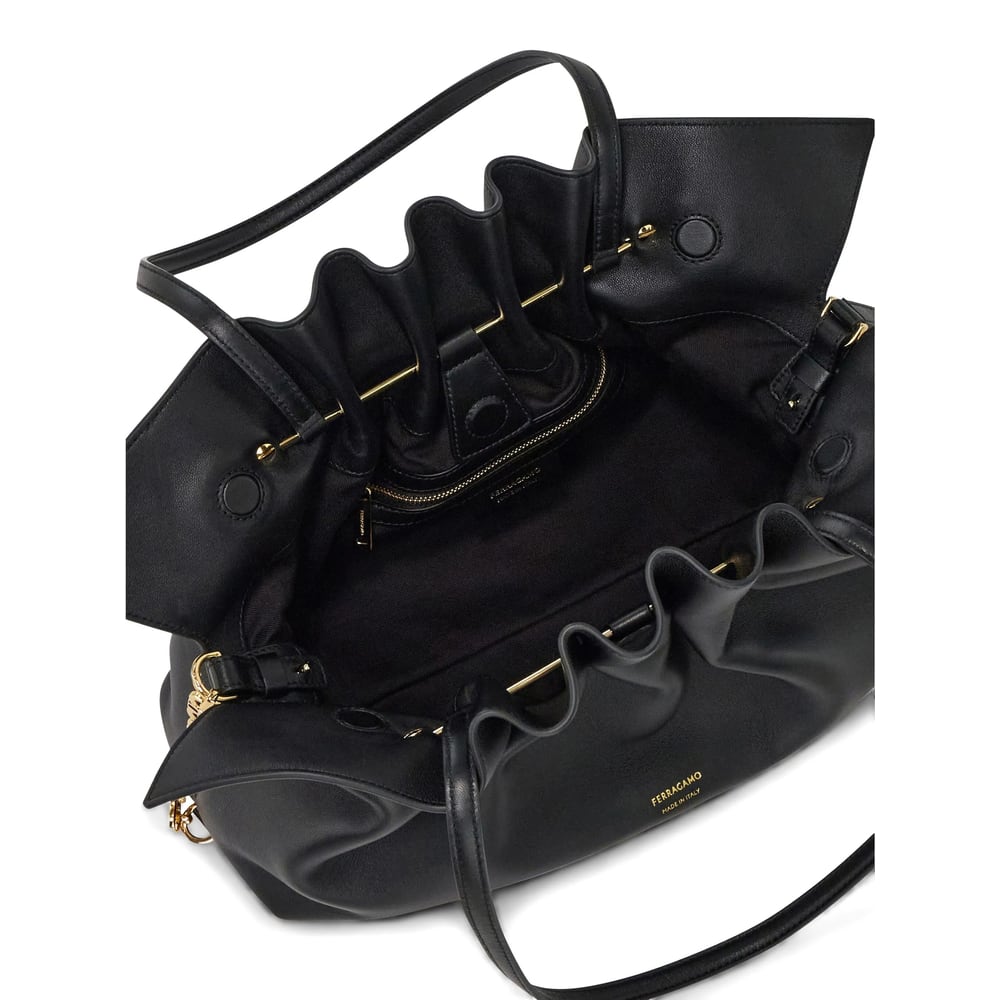 Ferragamo Medium Soft Shoulder Bag In Black
