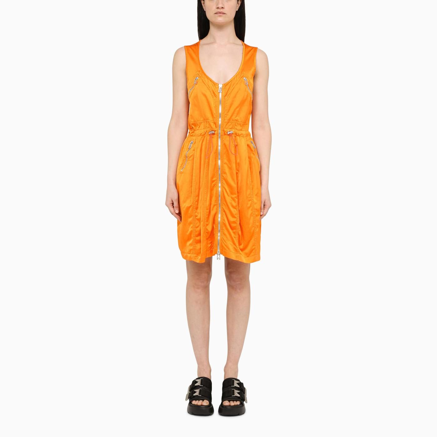 Shop Bottega Veneta Orange Zipped Short Dress