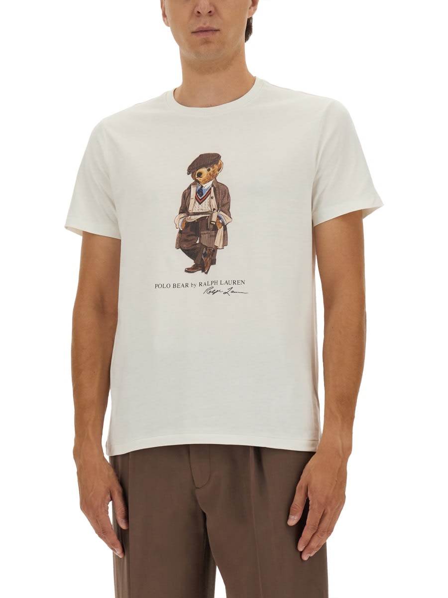 Polo Ralph Lauren White Polo Bear T-shirt Custom Slim-fit In White