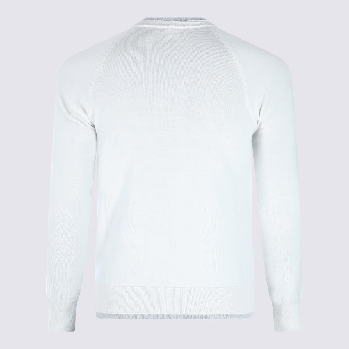 Eleventy Timeless Crewneck Sweater With Ribbed Details In White