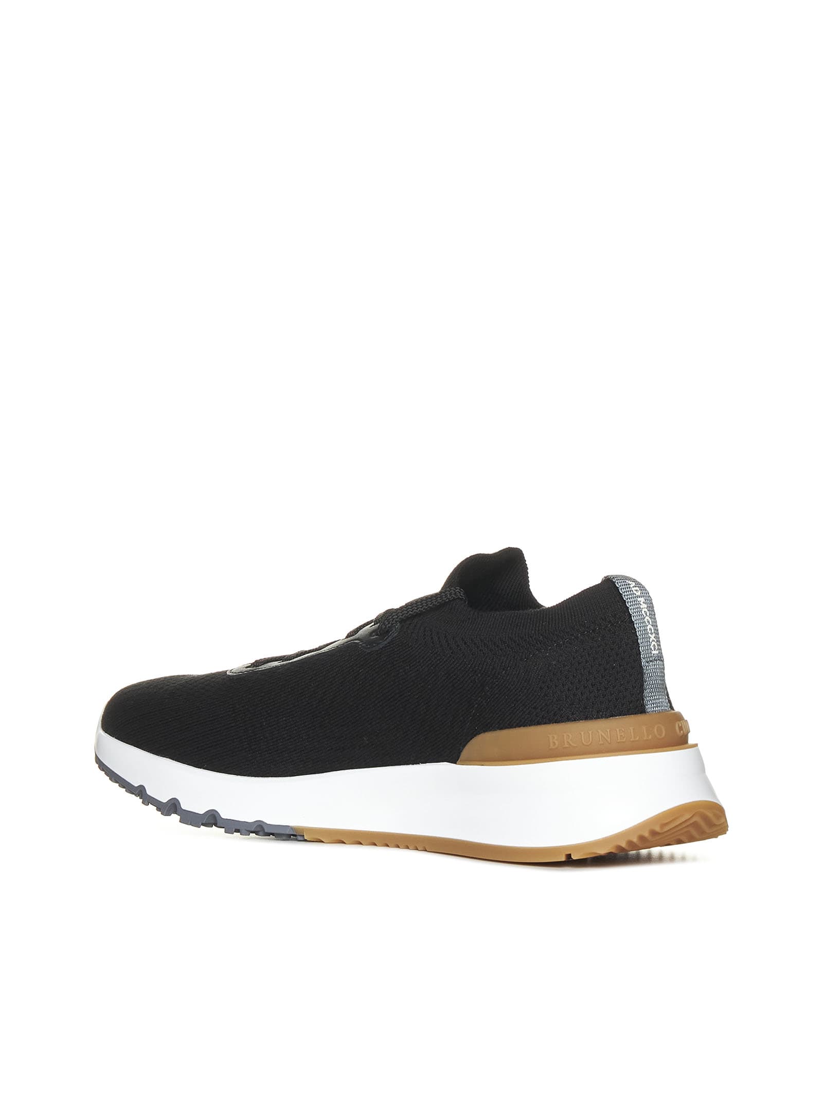Brunello Cucinelli Gros Grain Logo Blue Sneakers In Black