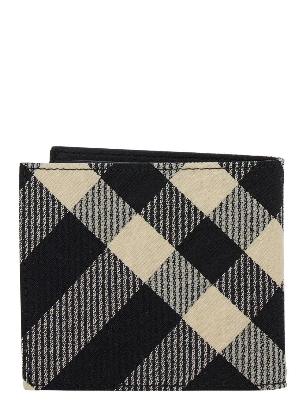 Shop Burberry Check Patterned Bi-fold Wallet In Black Calico