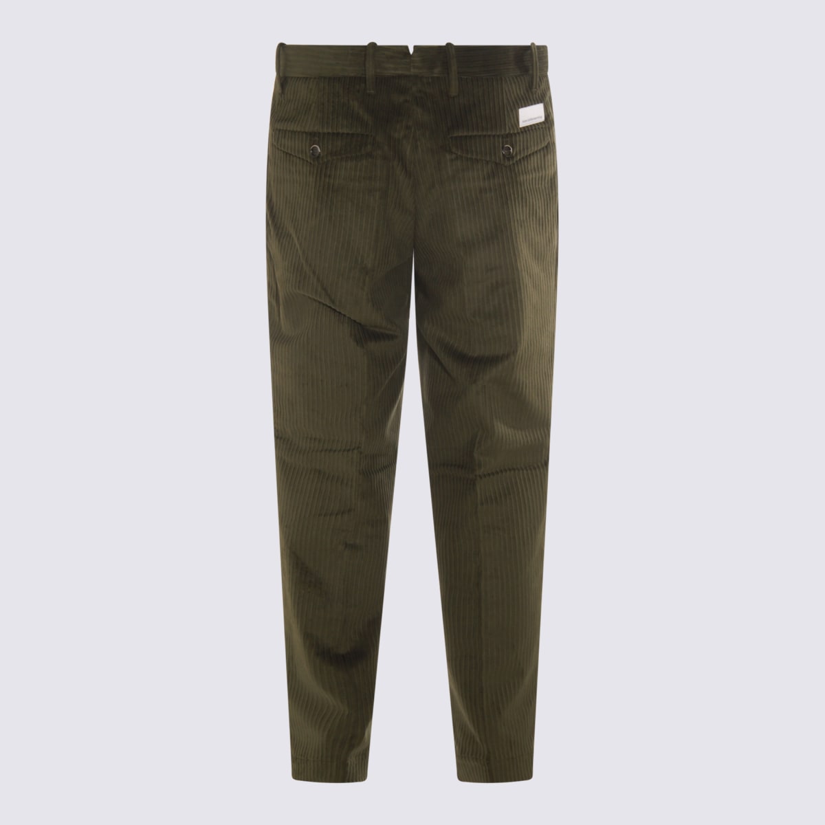 Nine In The Morning Dark Green Cotton Pants In Animal Print