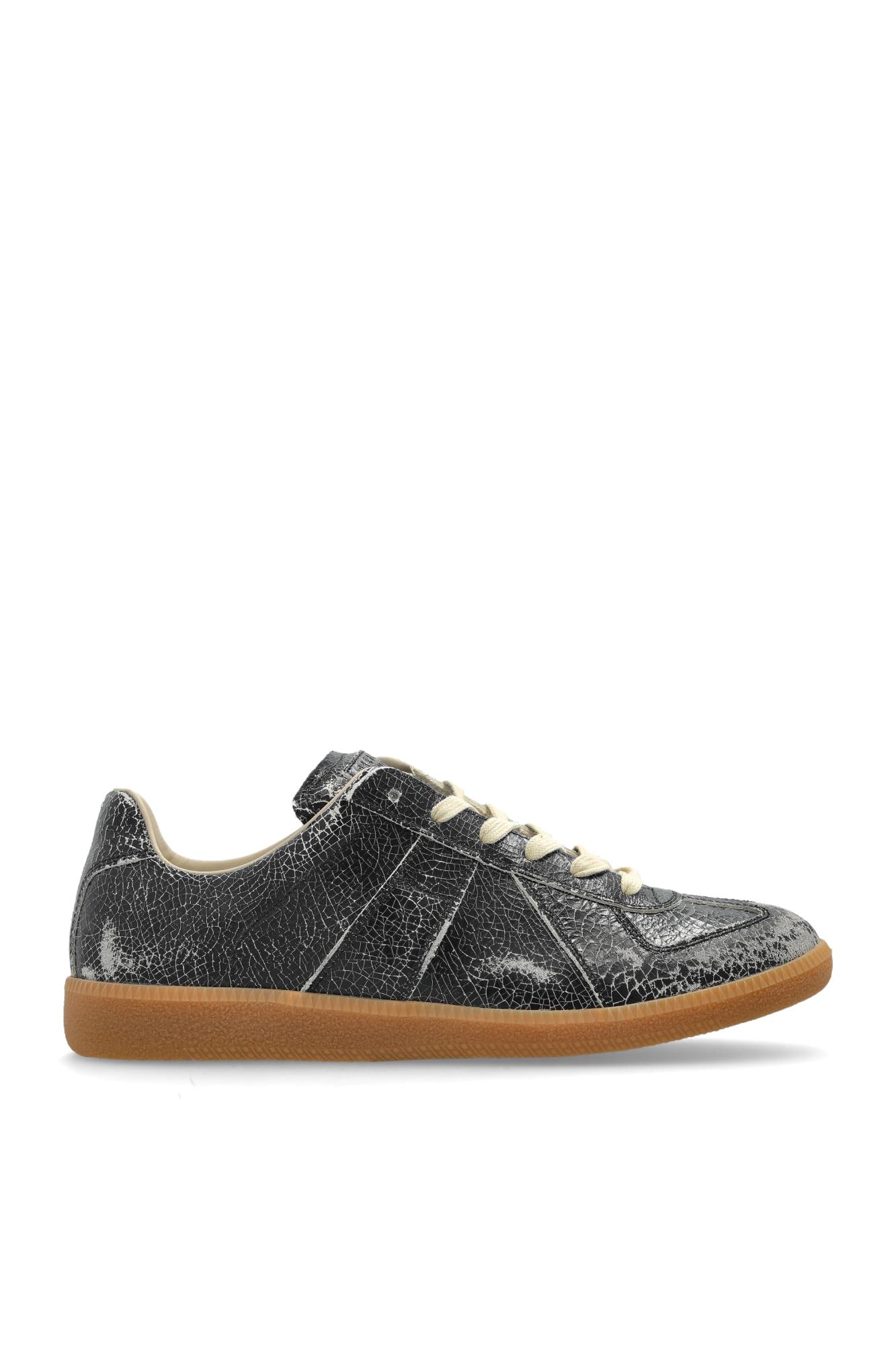 Maison Margiela Replica Sneakers Made Of Shiny Coated Leather In Black