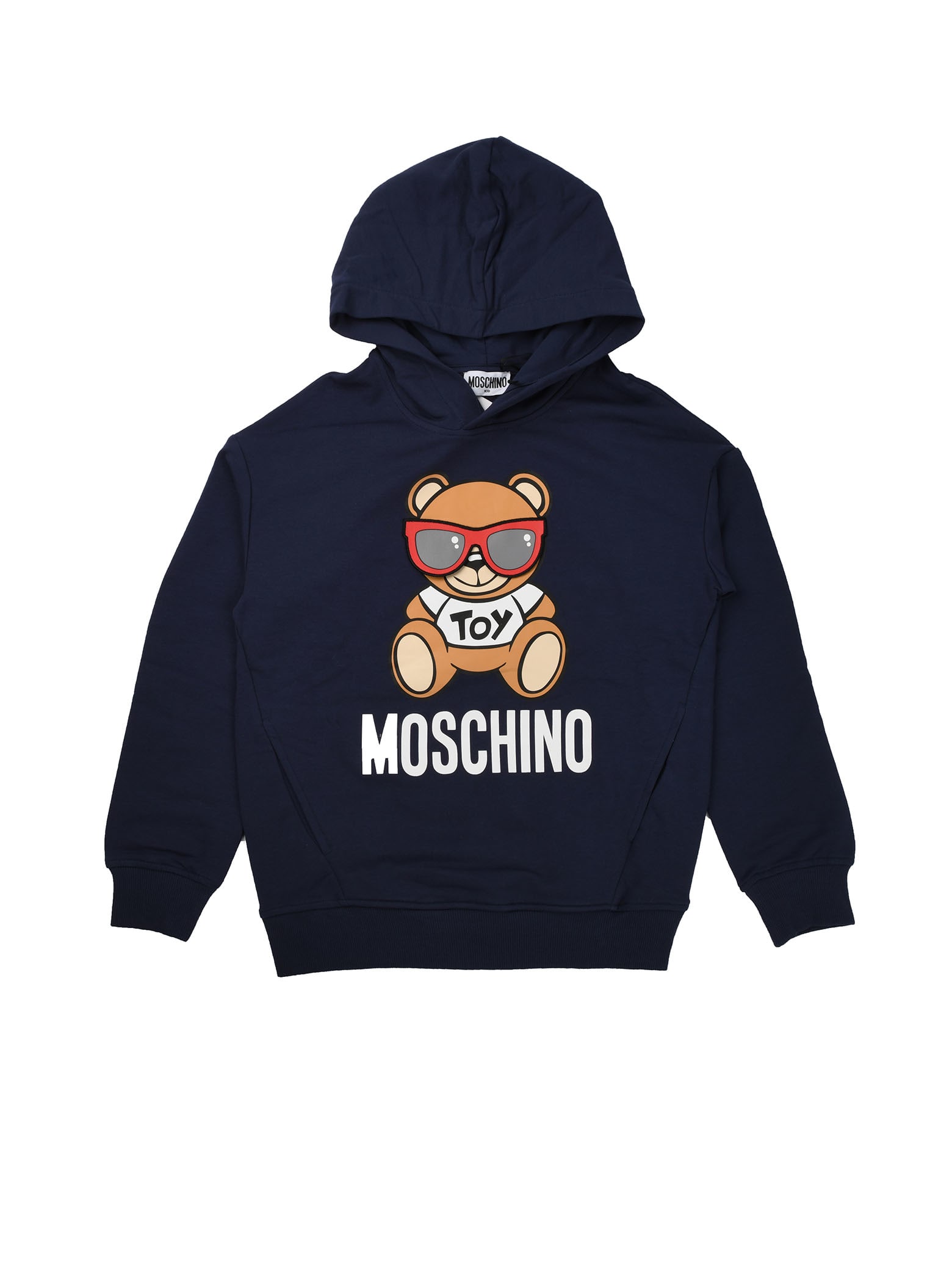 Moschino Blue Hooded Sweatshirt With Bear Print