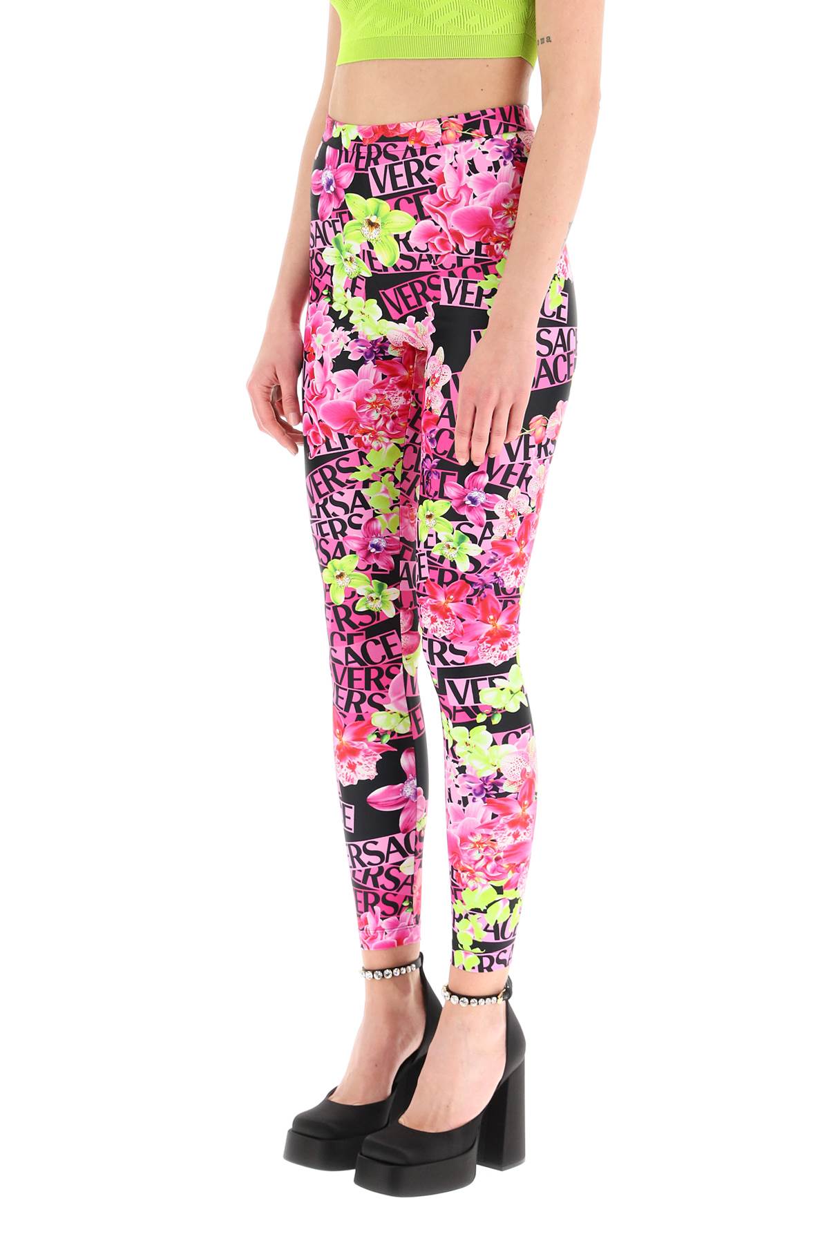 Versace Pink Orchid Leggings In Multicolor
