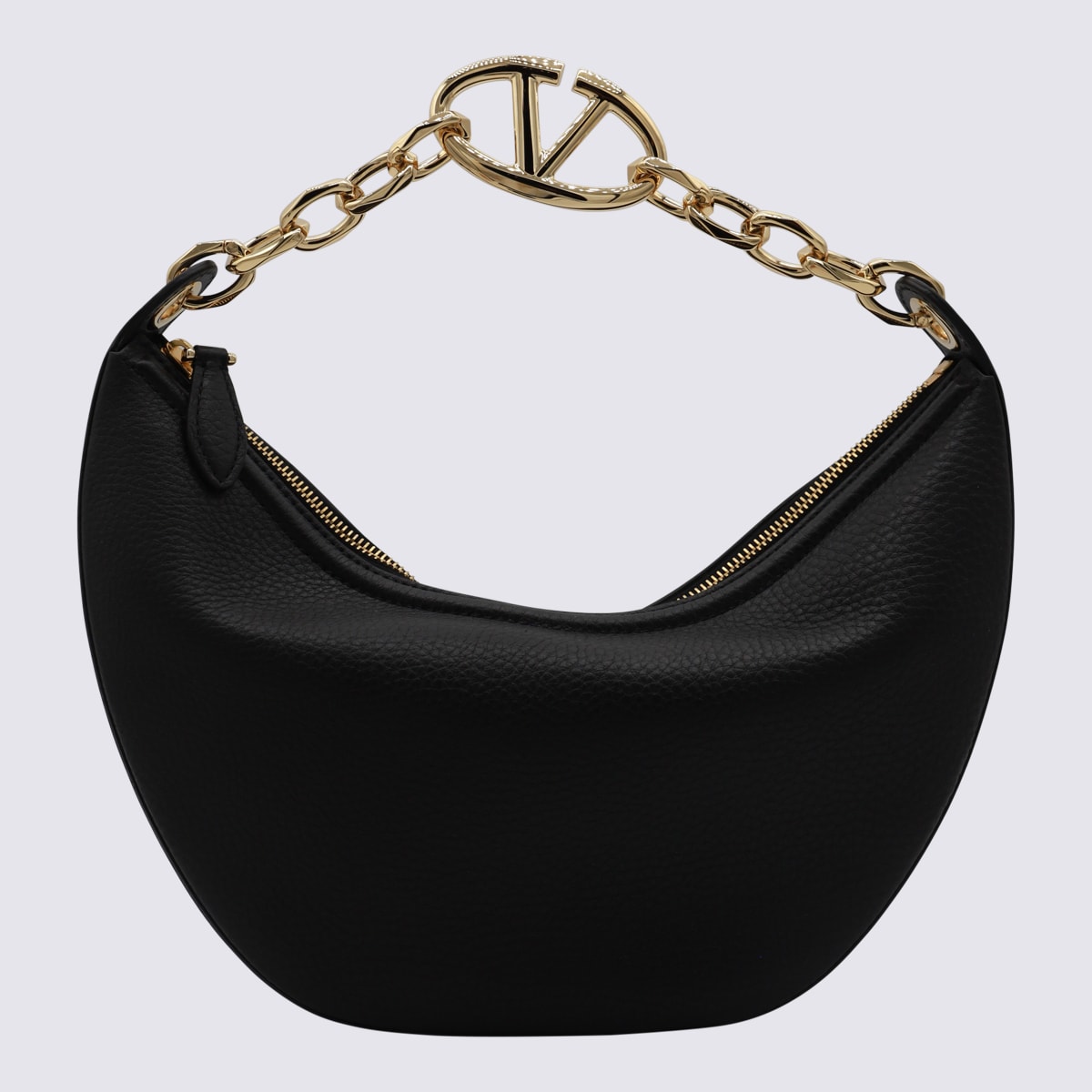 VALENTINO GARAVANI BLACK LEATHER MOON SHOULDER BAG 