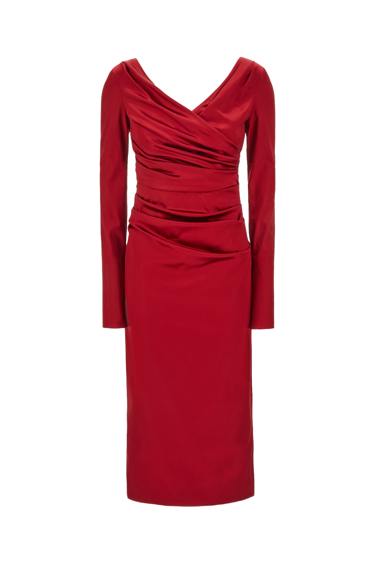 Shop Dolce & Gabbana Red Stretch Acetate Blend Dress In R0384