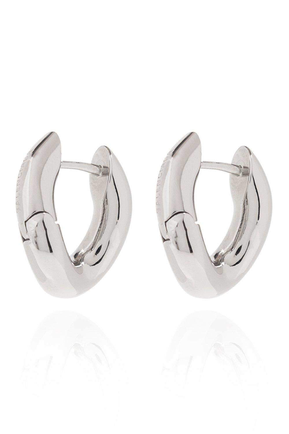 Balenciaga Loop Xxs Logo Engraved Earrings