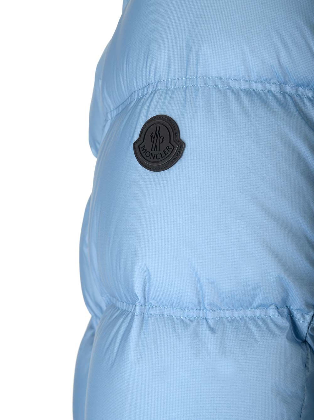 Shop Moncler Masac Padded Jacket In Light Blue