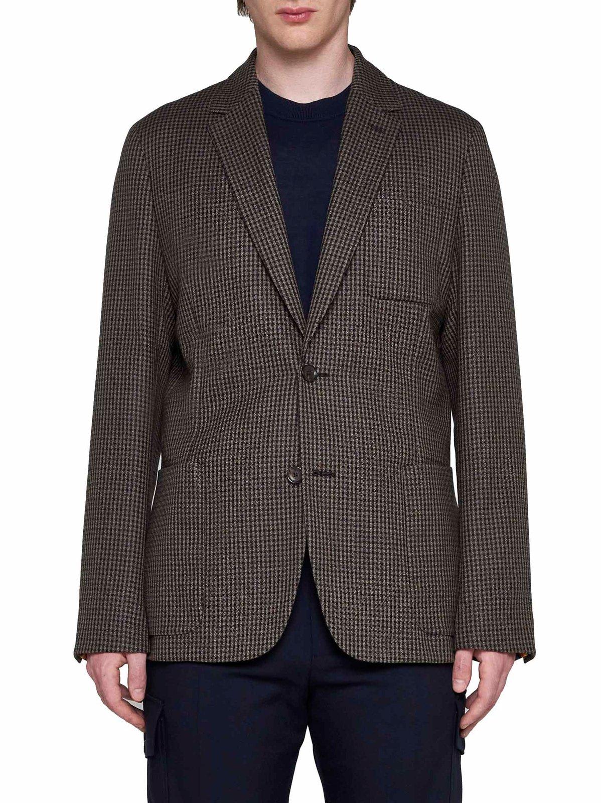 Shop Paul Smith Plaid Single-breasted Jacket In Brown