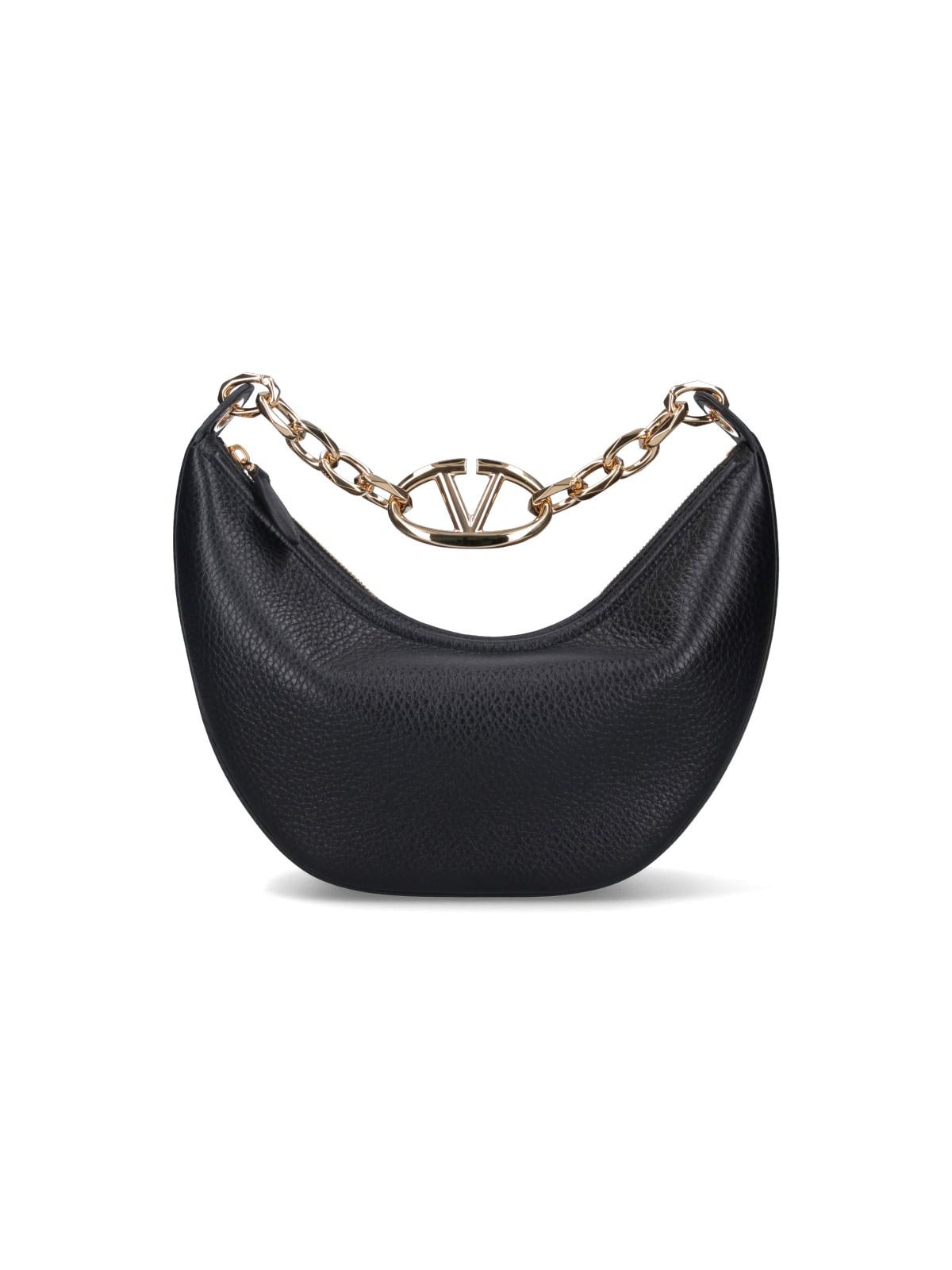 Shop Valentino Hobo Vlogo Moon Small Shoulder Bag In Black