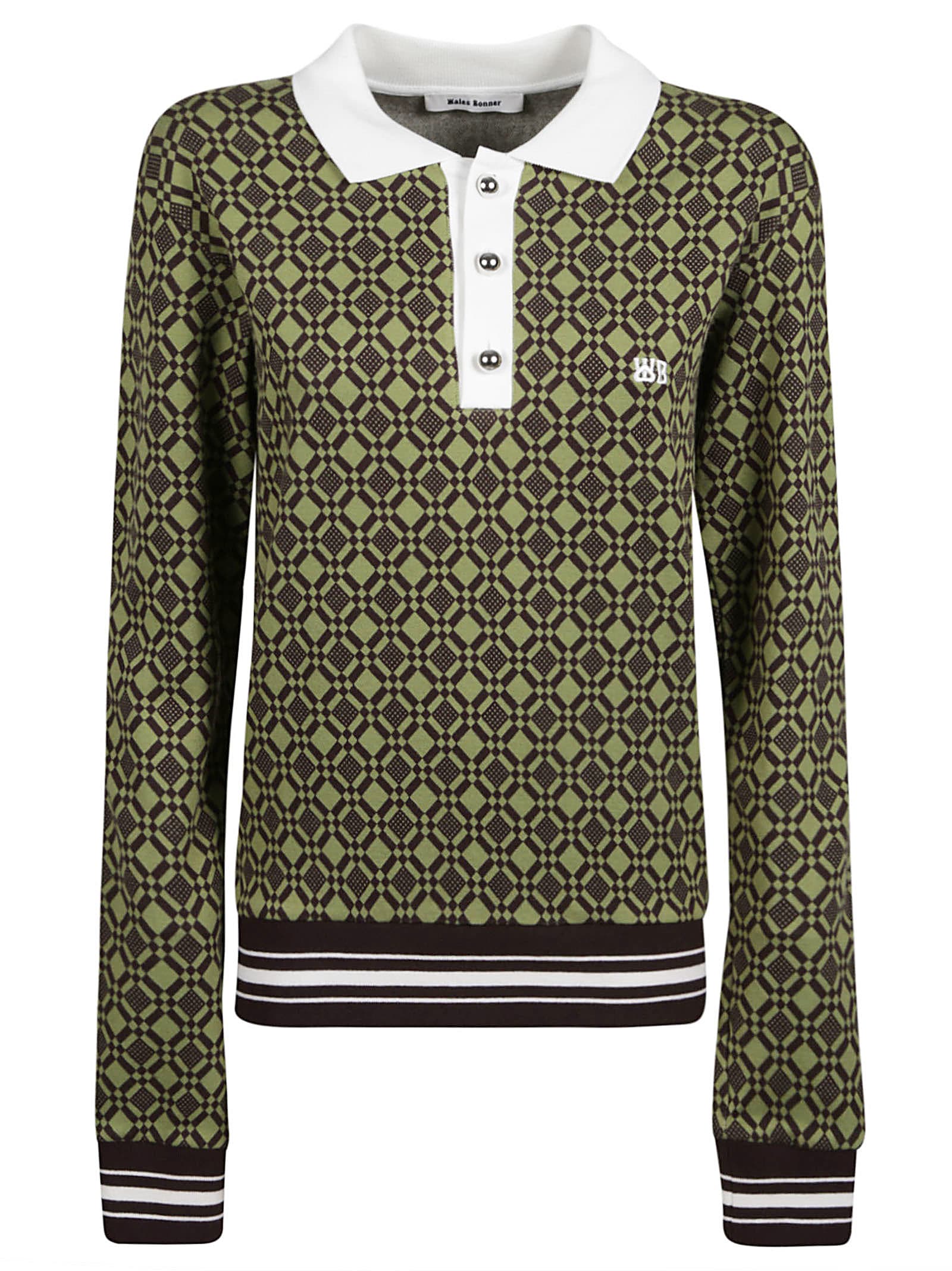 Wales Bonner Cotton Jaquard Power Top In Olive Green