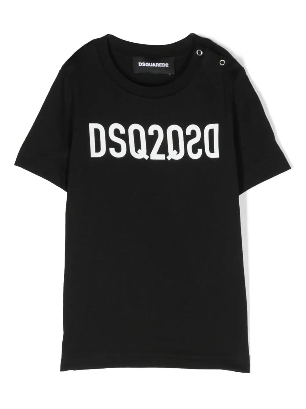 DSQUARED2 BLACK T-SHIRT WITH DSQ2 LOGO REFLECTED