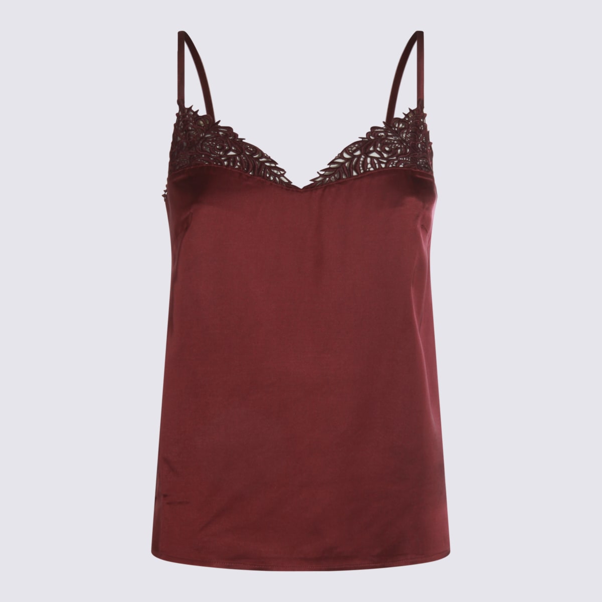 Twinset Top En Satin Avec Dentelle In Red
