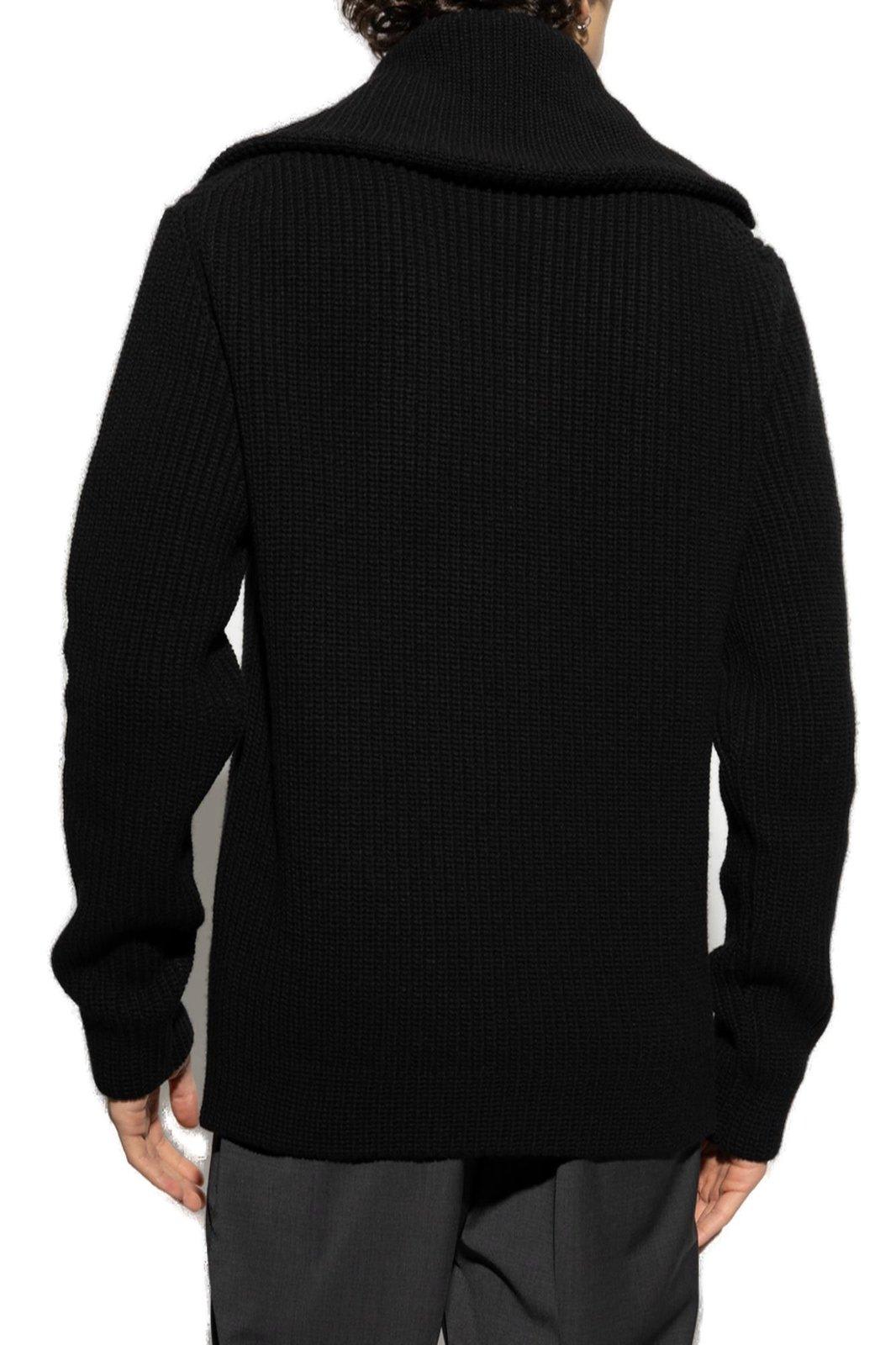 Dolce & Gabbana Wool Sweater With Wide Collar In Black