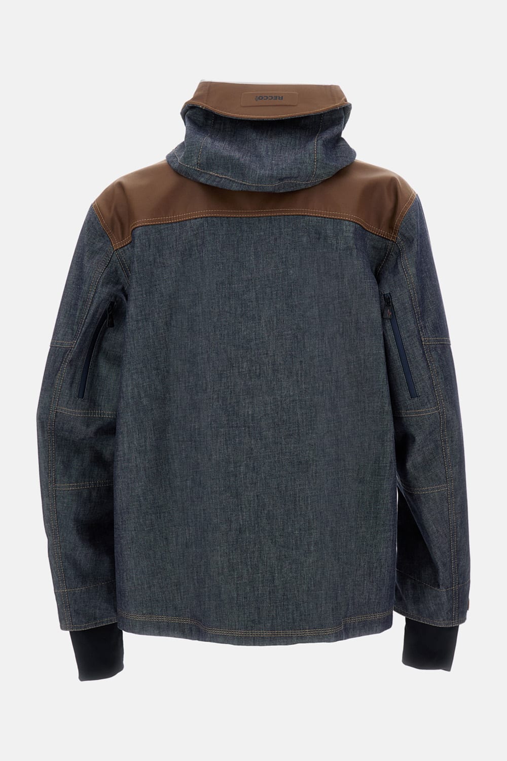 Moncler Denim Ski Jacket With Hood And Pockets In Blue