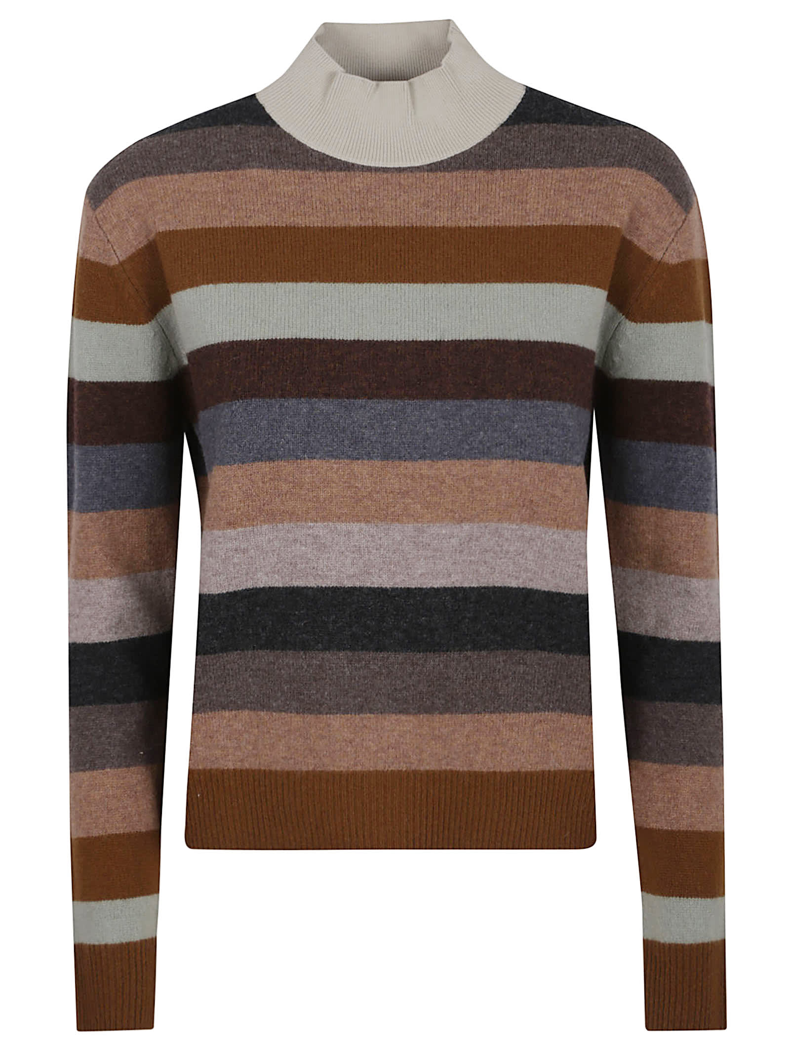 Tory Burch Relaxed Fit Merino Wool Turtleneck Sweater In Multi