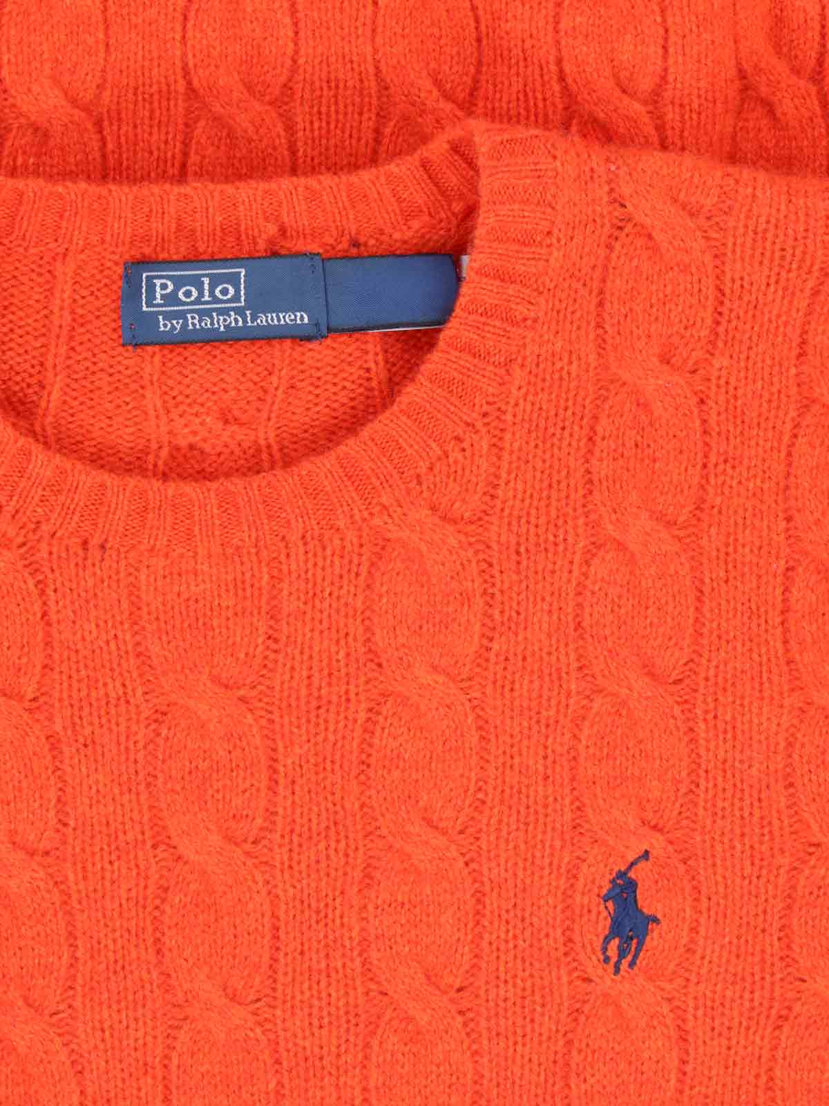 Polo Ralph Lauren Orange Cable-knit Sweater In Wool And Cashmere In Orange