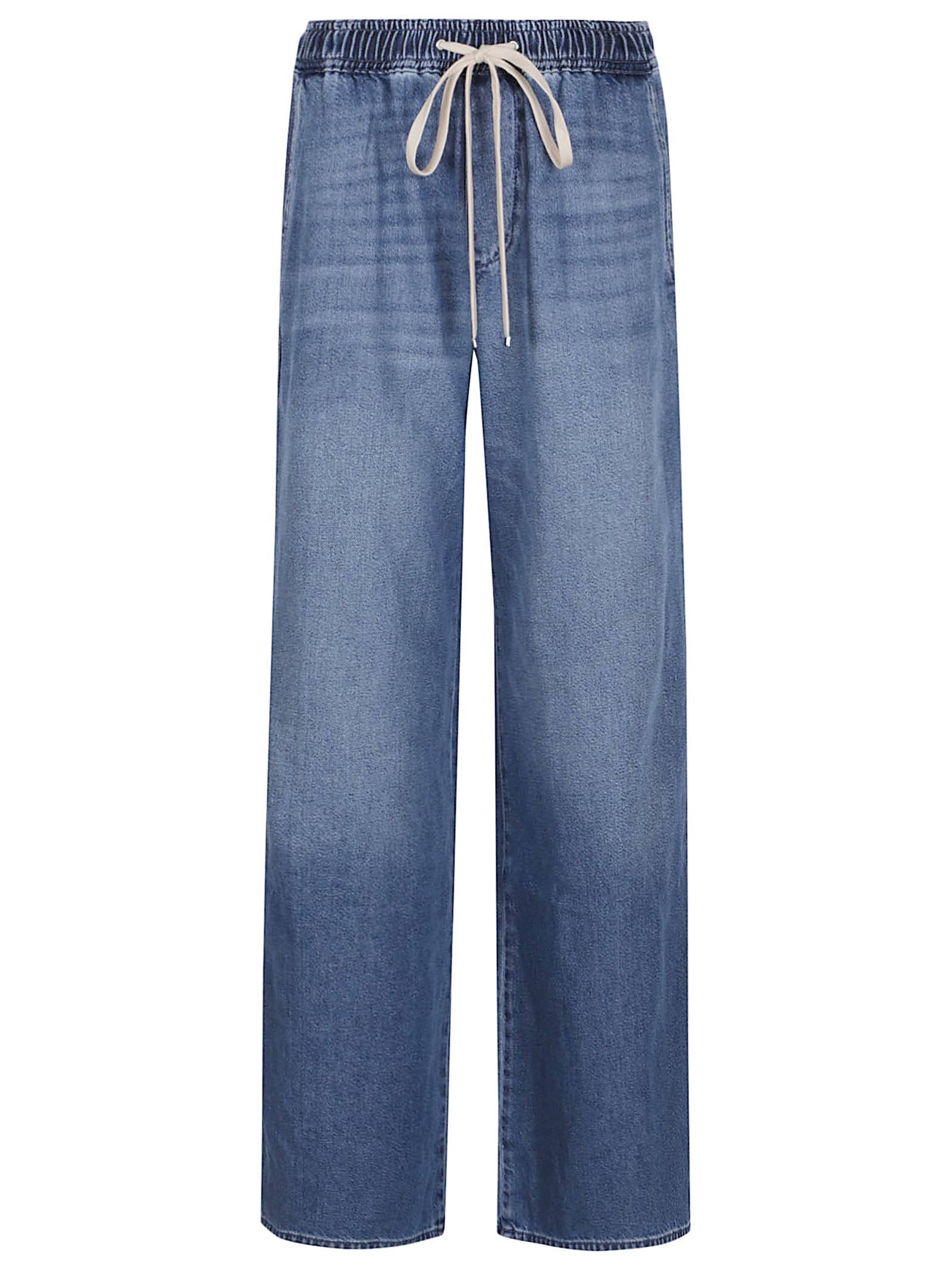 7 For All Mankind Wide Leg Denim Trousers With Elastic Band In Blue