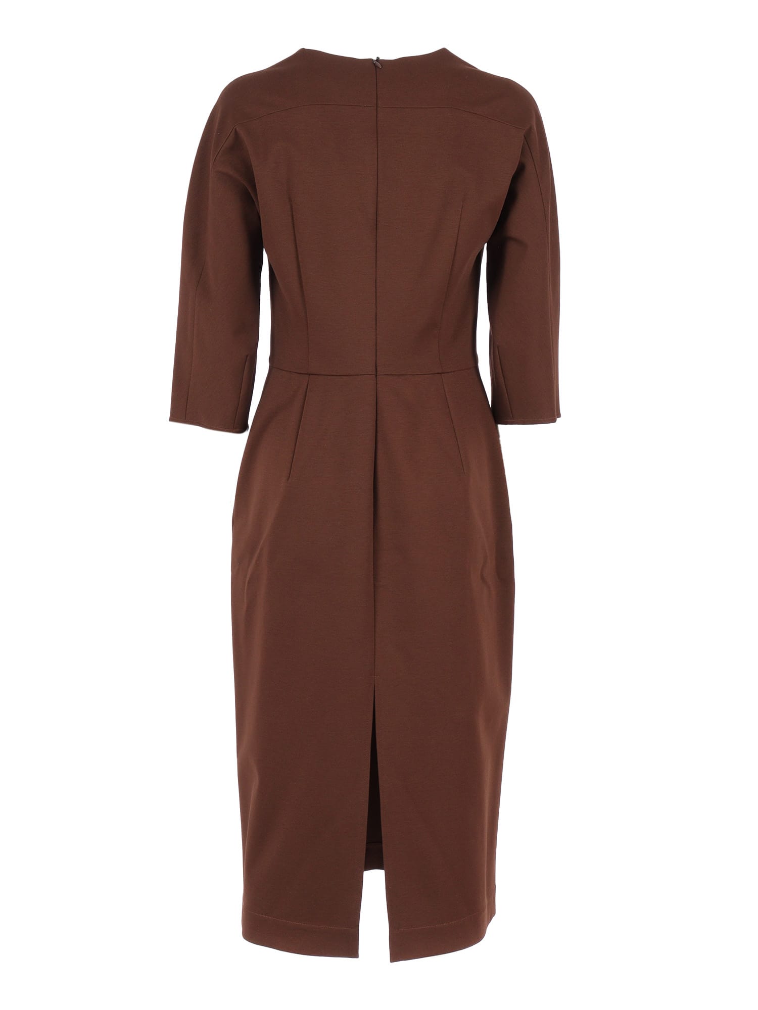Fabiana Filippi Milano Stitch Jersey Fitted Dress With Piercing Detail In Brown
