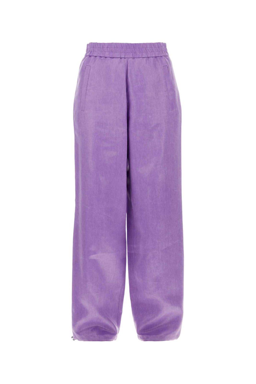 Shop Jw Anderson High-shine Wide-leg Trousers In Purple