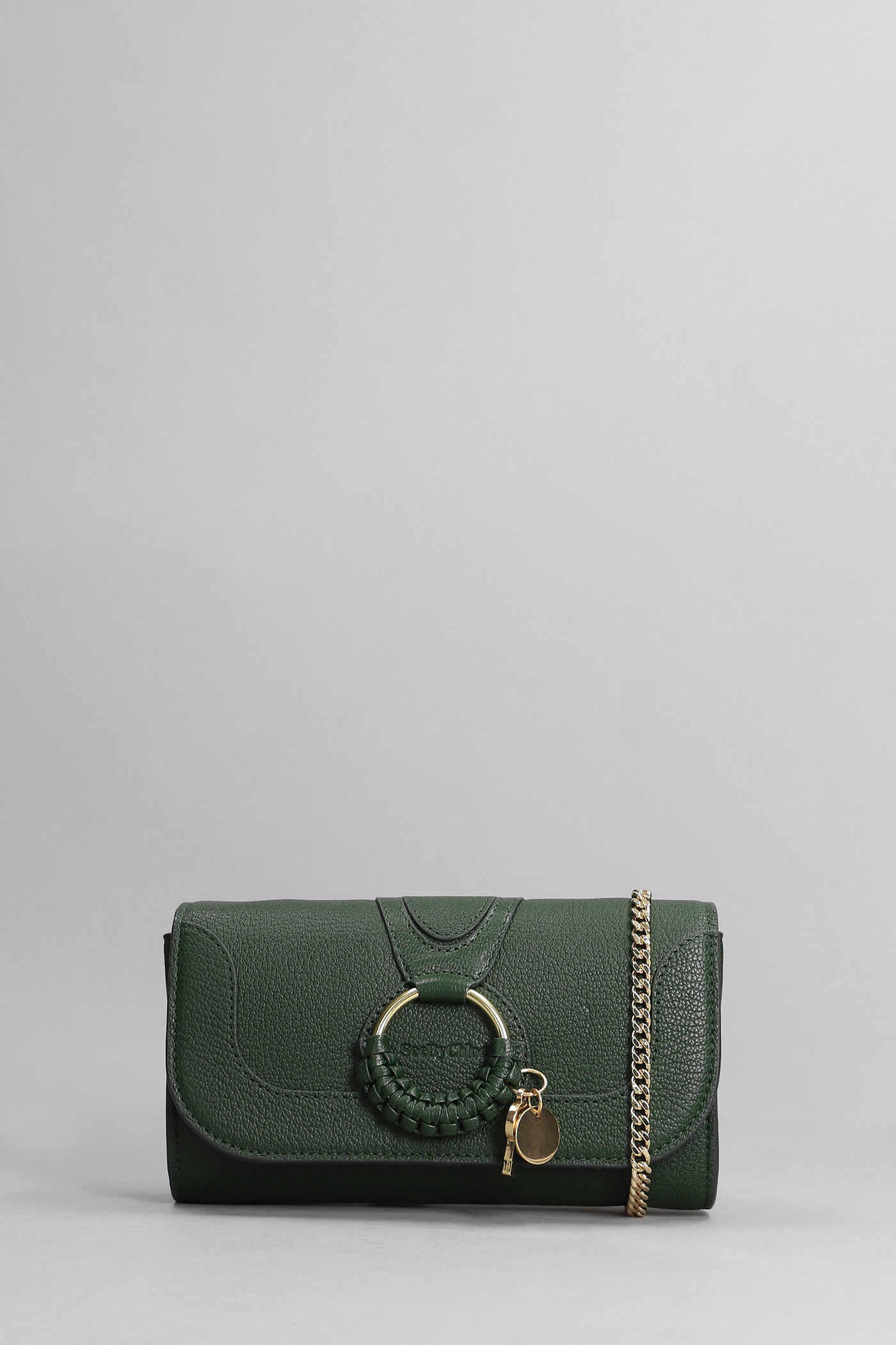 See by Chloé Hana Logo Clutch In Green Leather