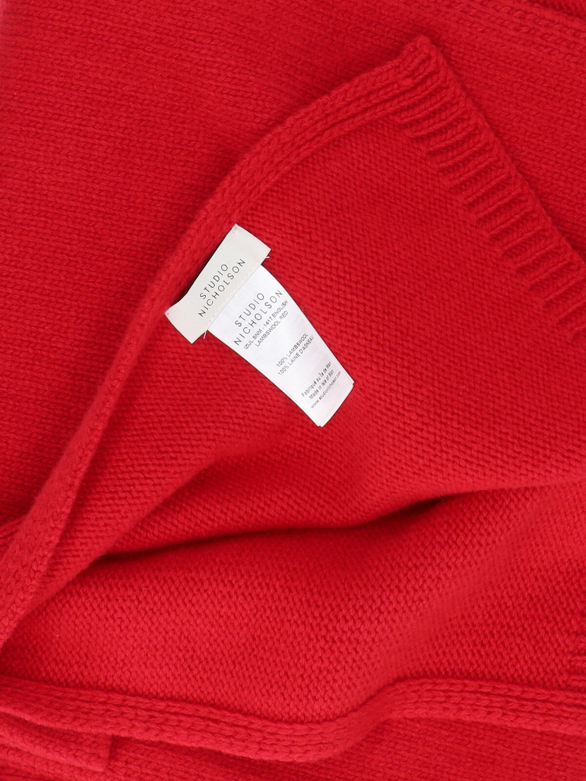 Studio Nicholson Rectangular Knit Scarf Ribbed Edges In Red