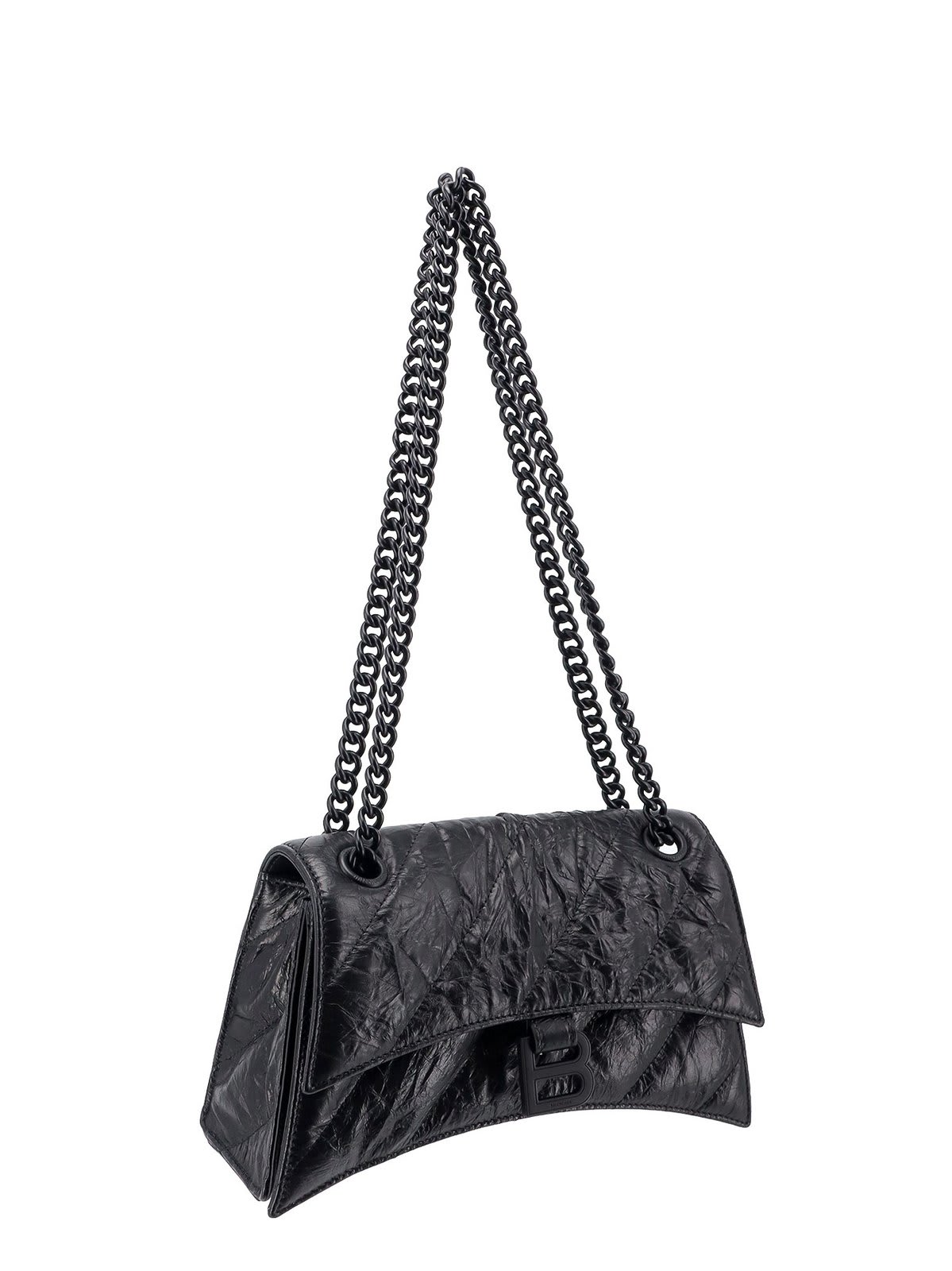 Shop Balenciaga Crush Monogrammed Shoulder Bag In Black