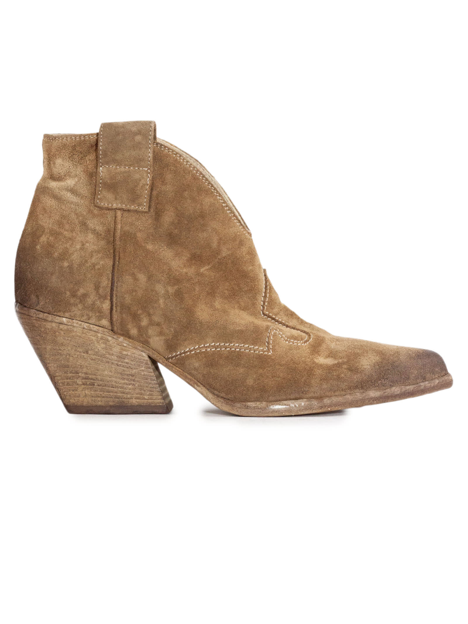 Beige Suede Texan Ankle Boot