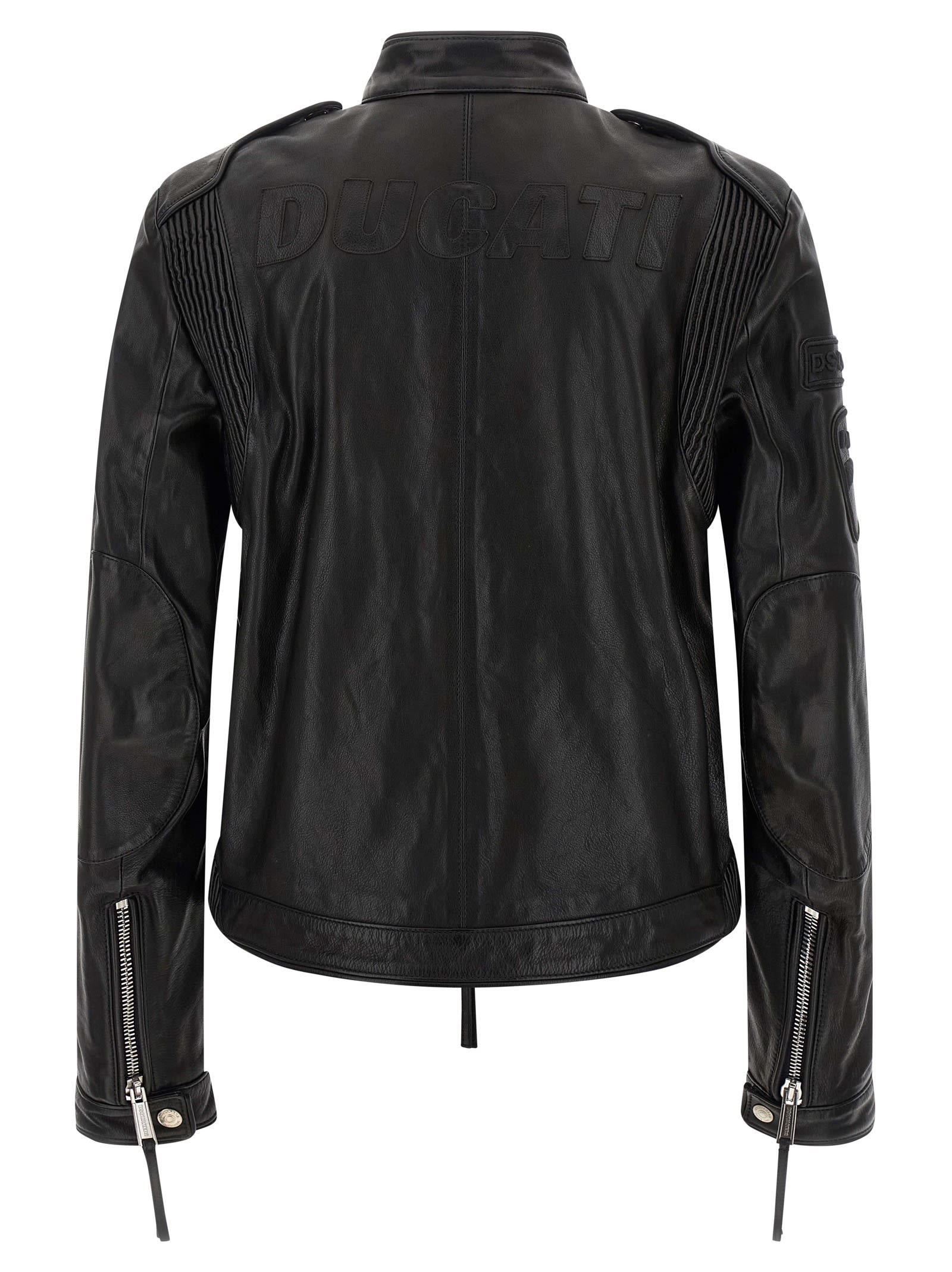 Dsquared2 X Ducati Capsule Leather Jacket Puffer Jackets Black In Black