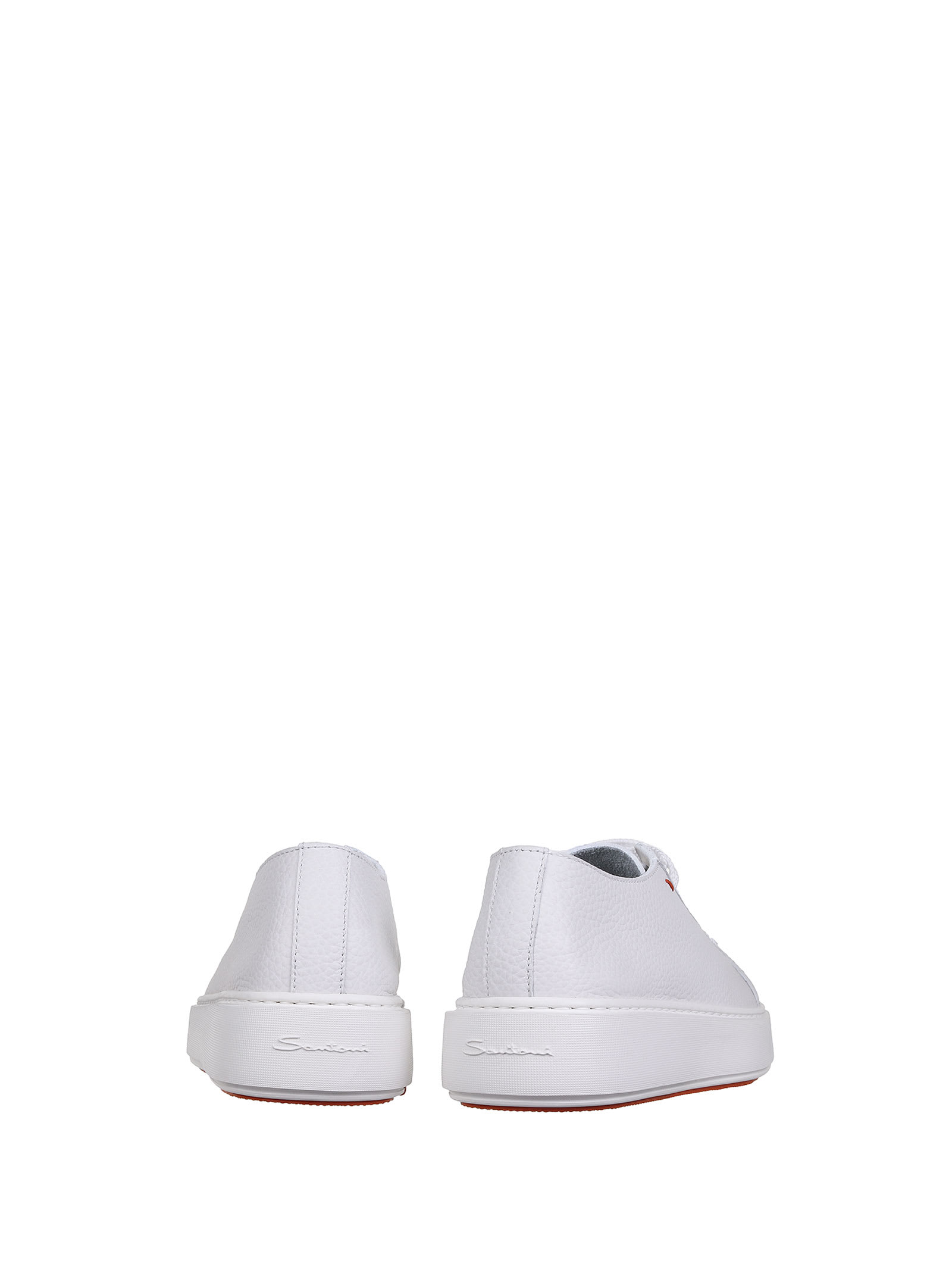 Shop Santoni White Low-top Sneaker In Grey/white