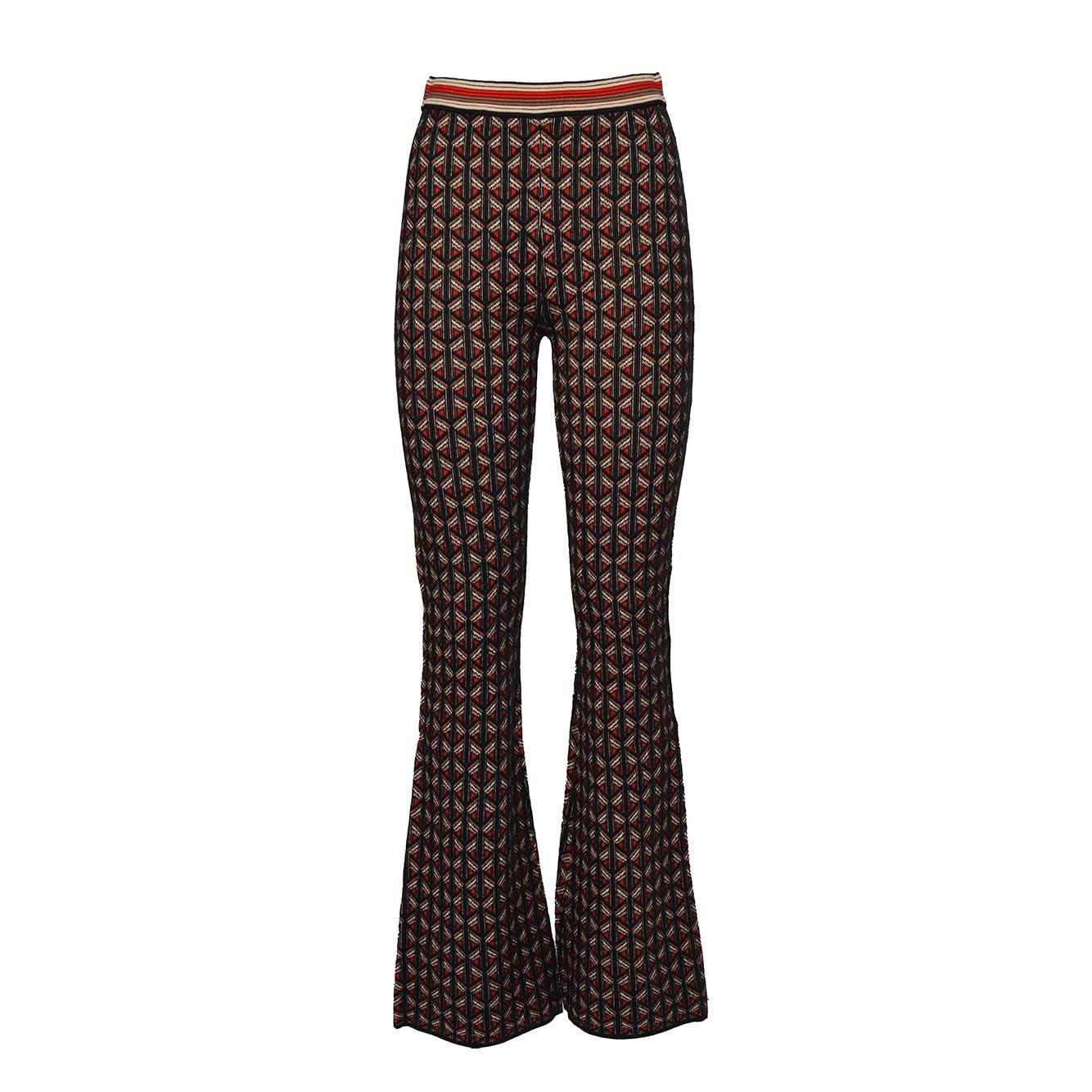 Shop Diane Von Furstenberg Ashdon Knit Jacquard Pants In Nero/rosso