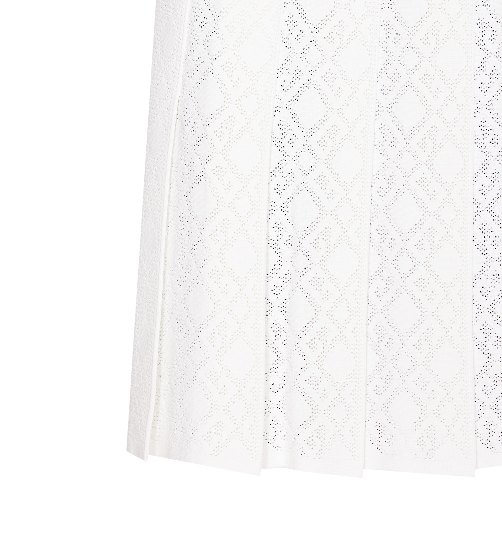 Givenchy A-line Skirt With Embroidered Perforated Pleated Design In White