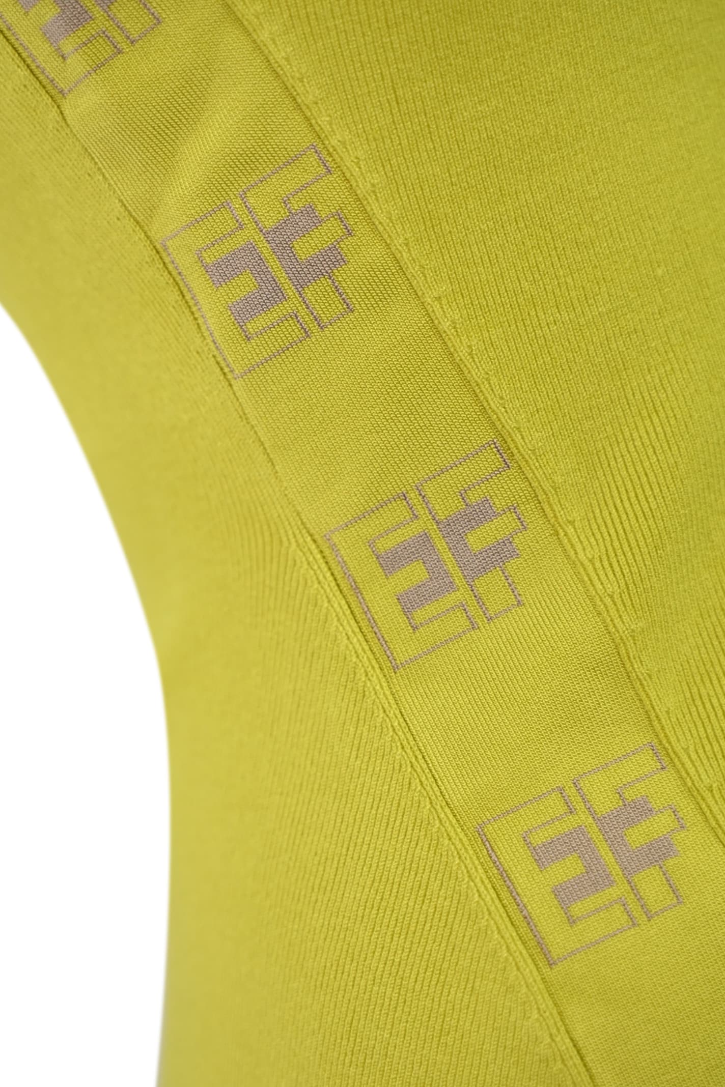 Shop Elisabetta Franchi Viscose Knit Top With Black Logo Bands In Cedro