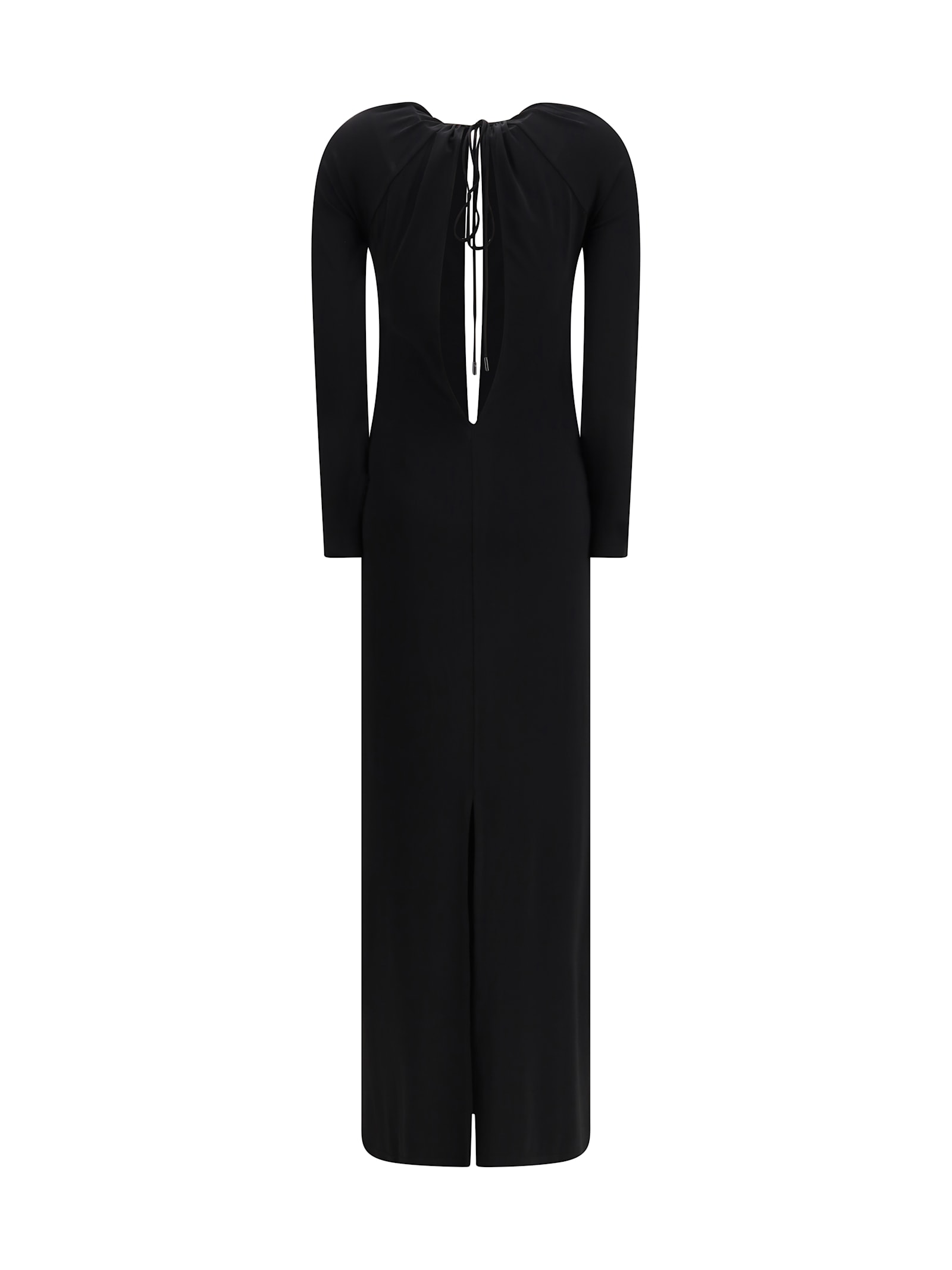 Marine Serre Draped Jersey Ls Long Dress In Black