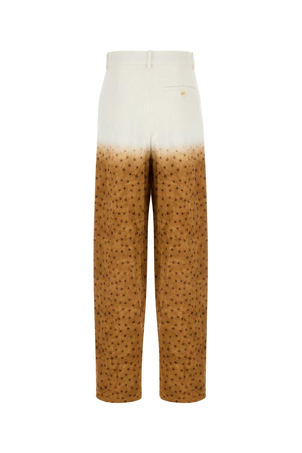 Loewe Pantalone In Crepe Stampato Donna In Whitemulticolor