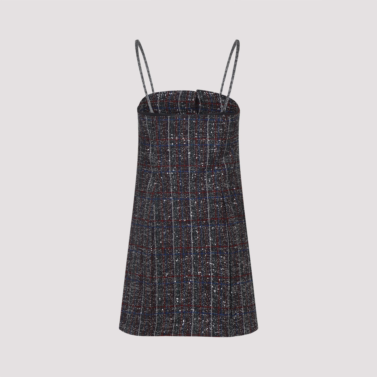 Missoni Spaghetti Strap Plaid Dress Featuring Buttons In Black